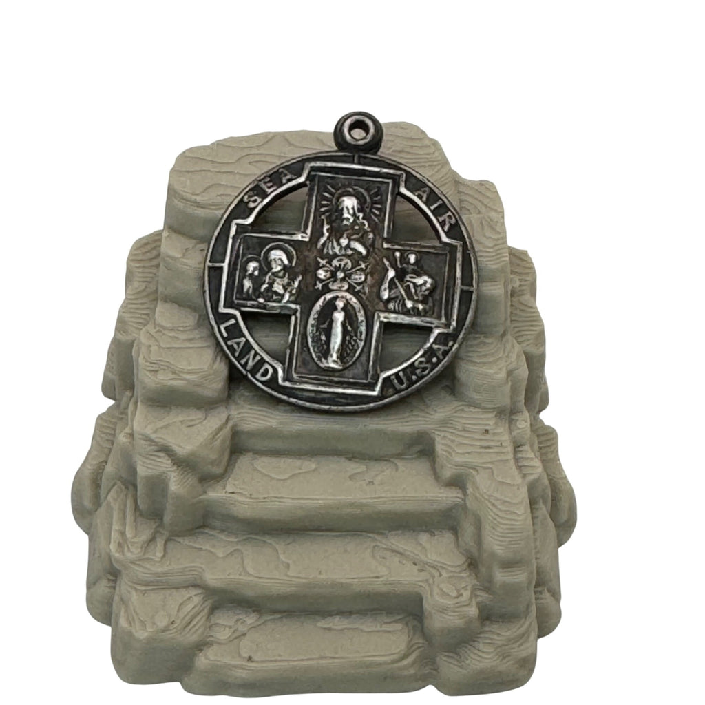WWII Sea Air Land USA St. Christopher St. Joseph Sterling Silver Medal Pendant