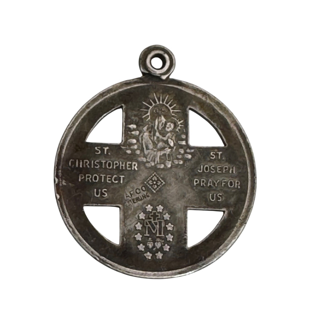 WWII Sea Air Land USA St. Christopher St. Joseph Sterling Silver Medal Pendant