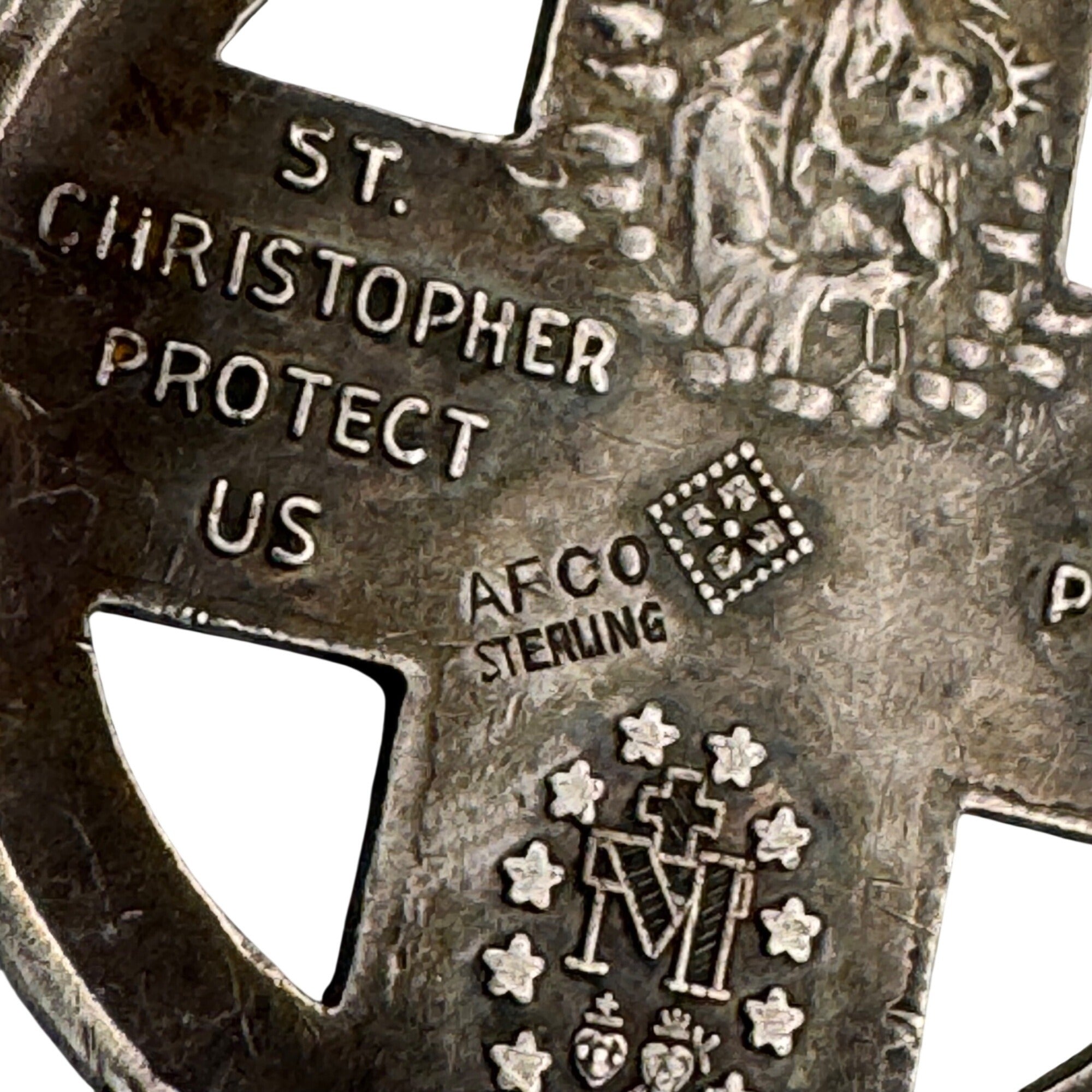 WWII Sea Air Land USA St. Christopher St. Joseph Sterling Silver Medal Pendant