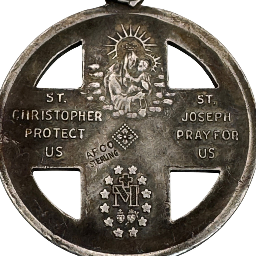 WWII Sea Air Land USA St. Christopher St. Joseph Sterling Silver Medal Pendant