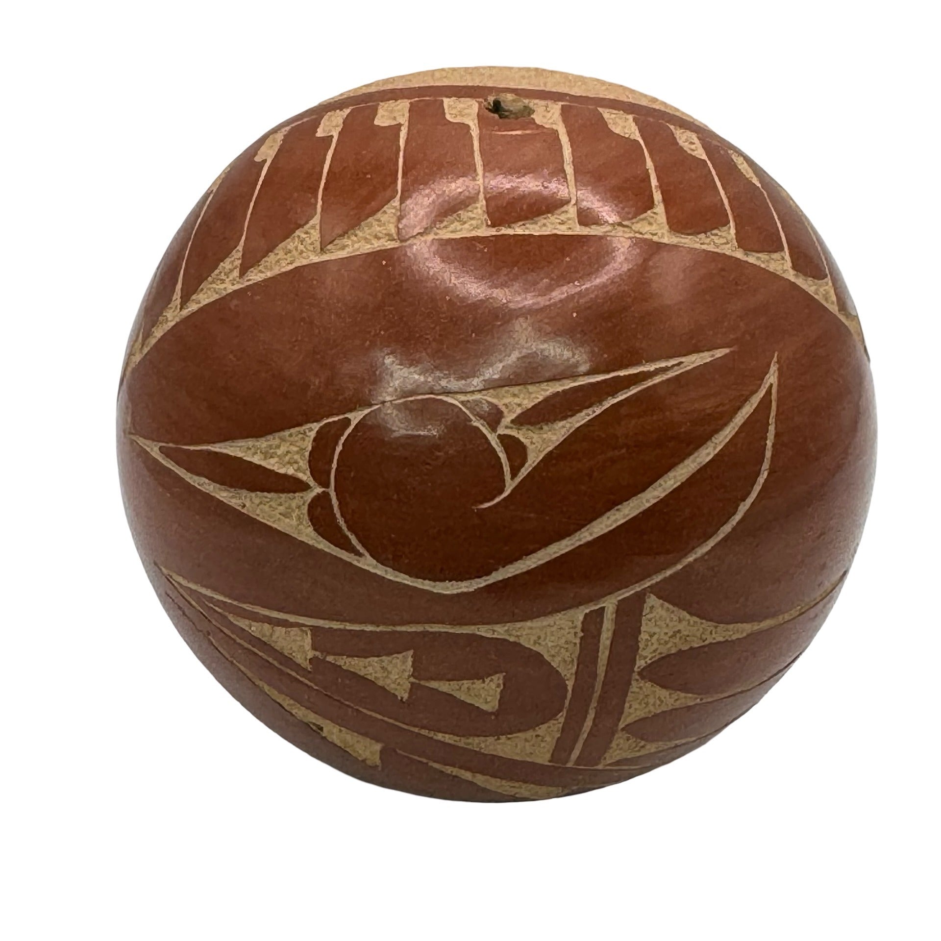 Vintage Seed Pot Chinana Jemez Pueblo Pottery Sphere Deer Signed 3.5" Mini Acoma