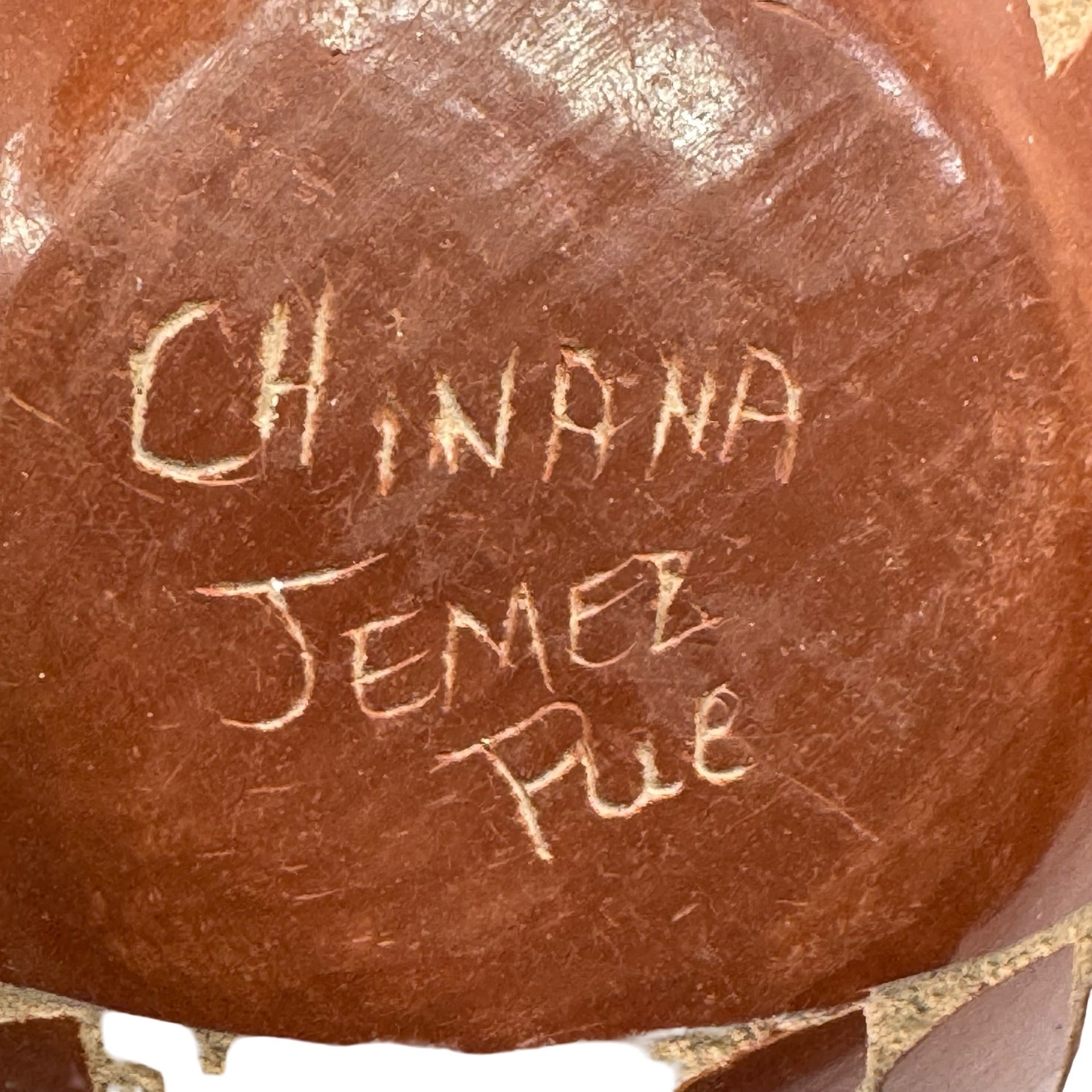 Vintage Seed Pot Chinana Jemez Pueblo Pottery Sphere Deer Signed 3.5" Mini Acoma