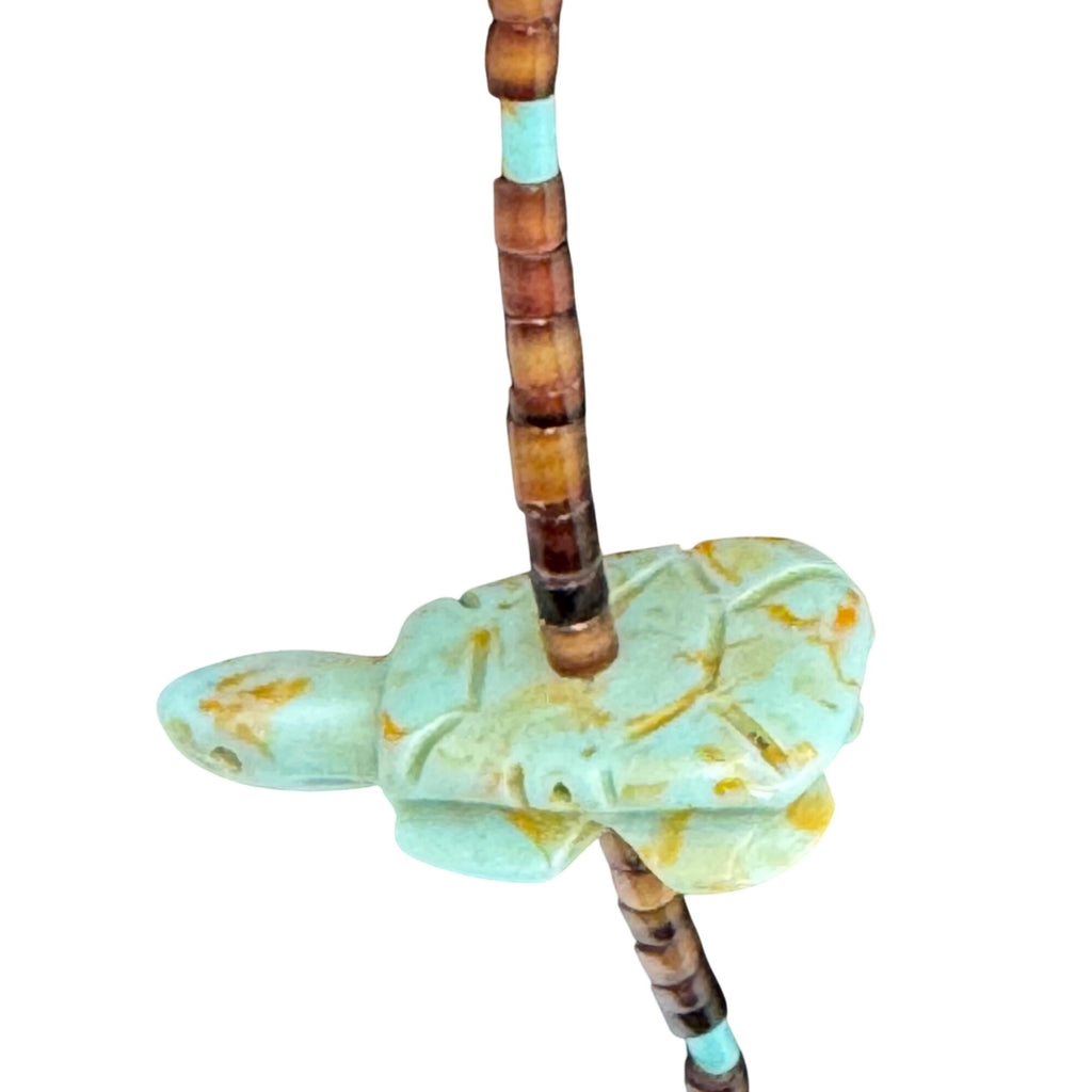 Vintage Zuni Bear Hand-Carved Turquoise Animal Fetish Necklace Bird Fox Fish 30”