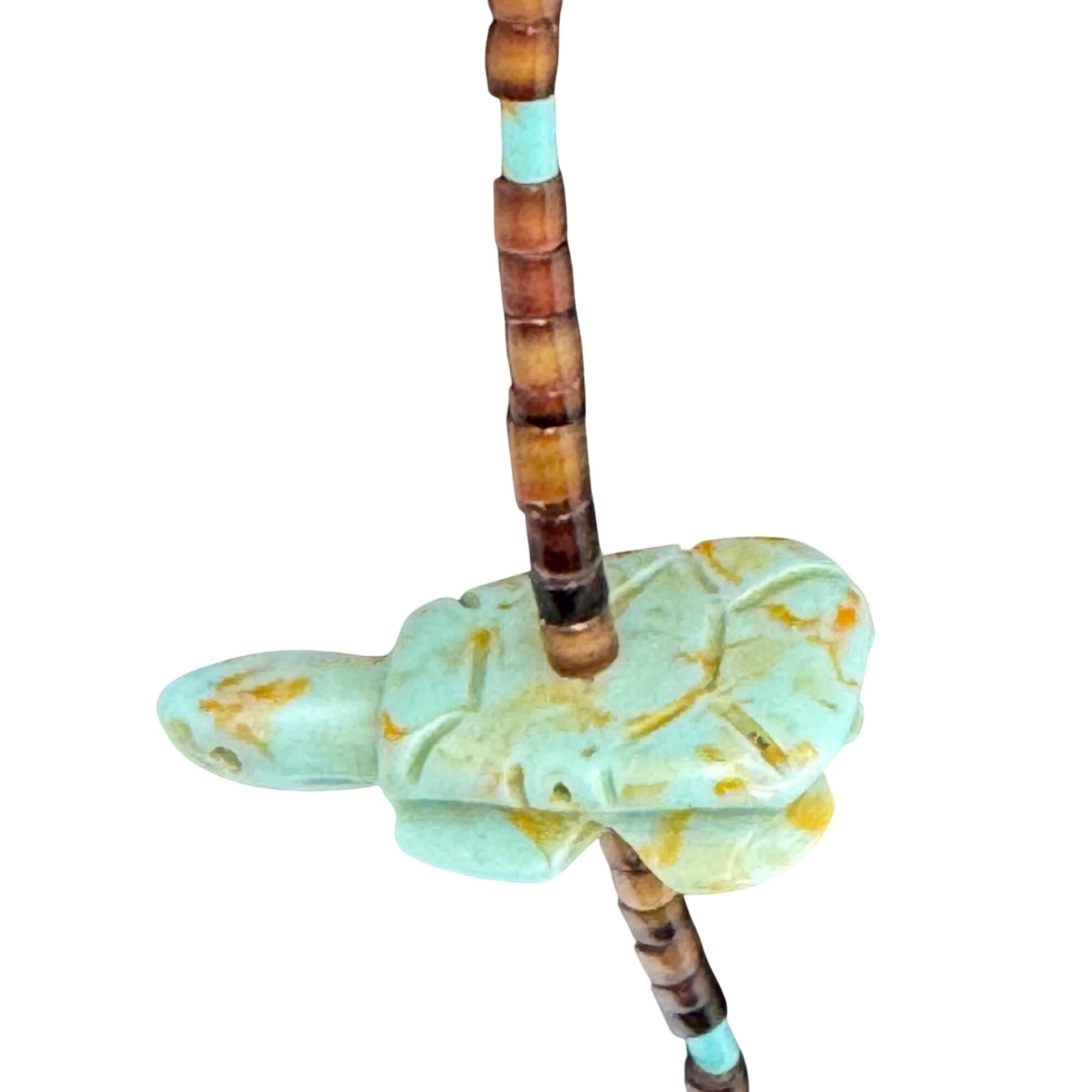 Vintage Zuni Bear Hand-Carved Turquoise Animal Fetish Necklace Bird Fox Fish 30”