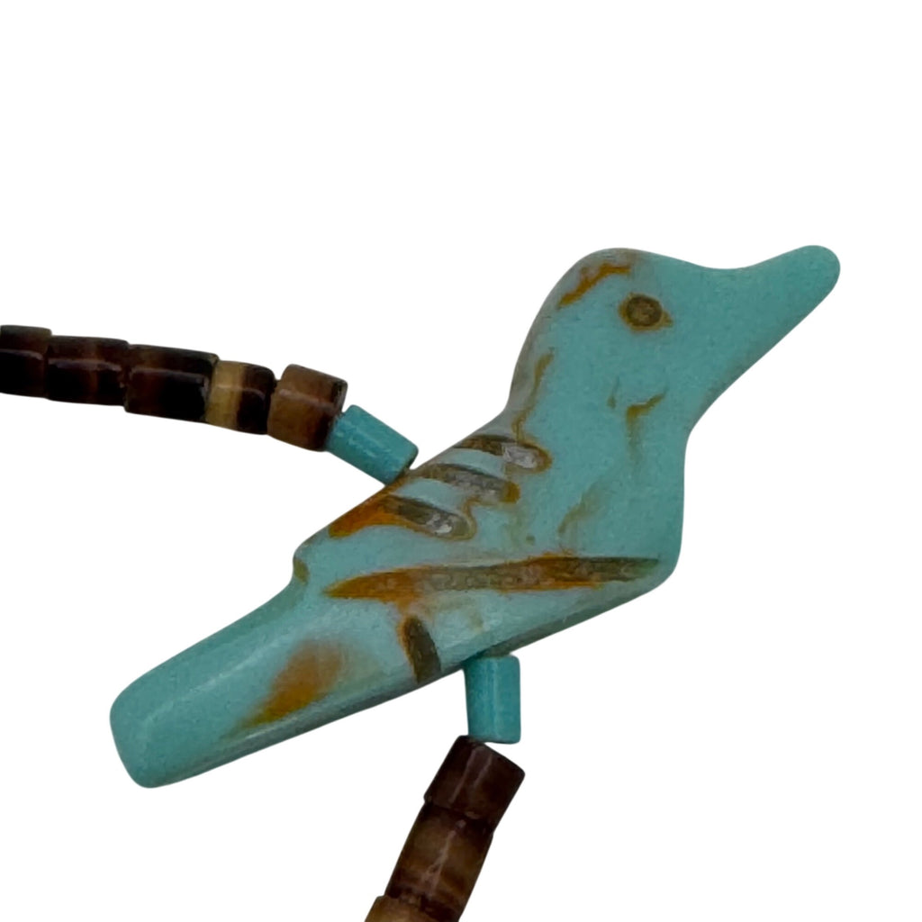 Vintage Zuni Bear Hand-Carved Turquoise Animal Fetish Necklace Bird Fox Fish 30”