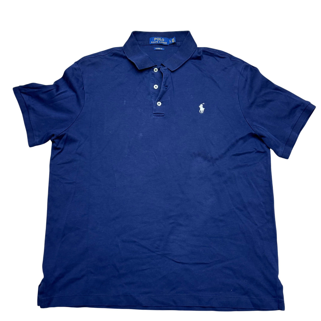Polo Ralph Lauren Mens Classic Fit Navy Blue Polo Shirt Sz L Casual Smart Cotton