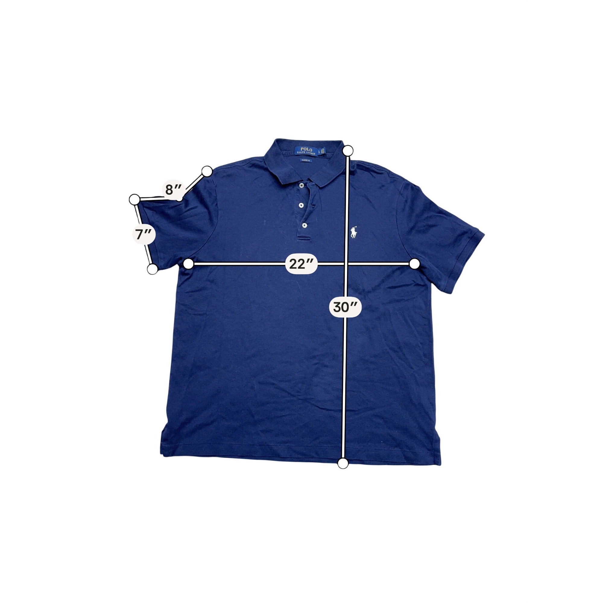 Polo Ralph Lauren Mens Classic Fit Navy Blue Polo Shirt Sz L Casual Smart Cotton