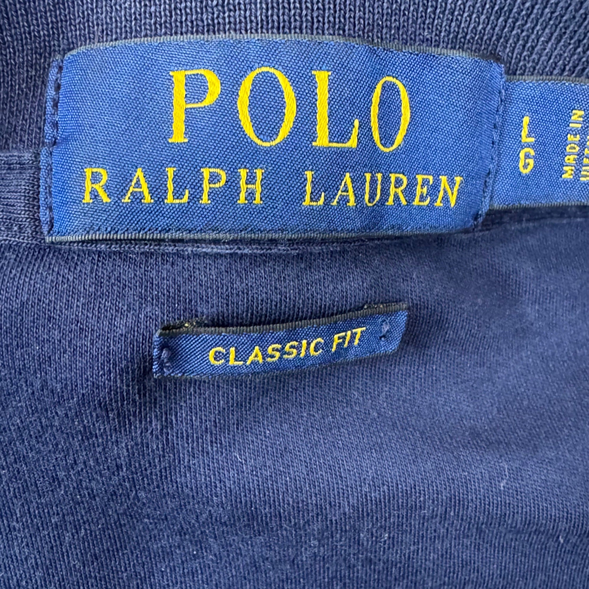 Polo Ralph Lauren Mens Classic Fit Navy Blue Polo Shirt Sz L Casual Smart Cotton