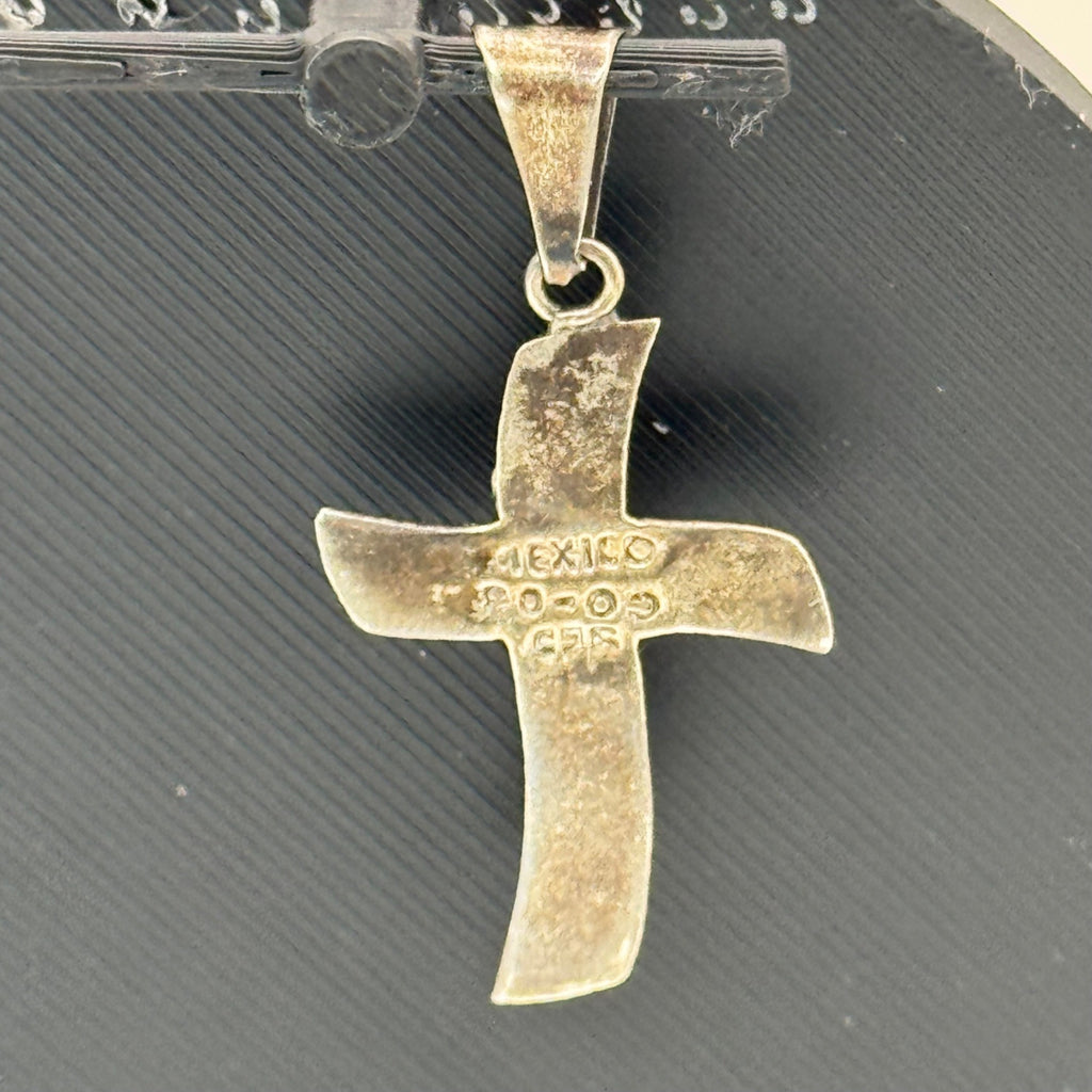 Vintage Mexican Taxco Modernist Sterling Silver 925 Crucifix Cross Pendant Art