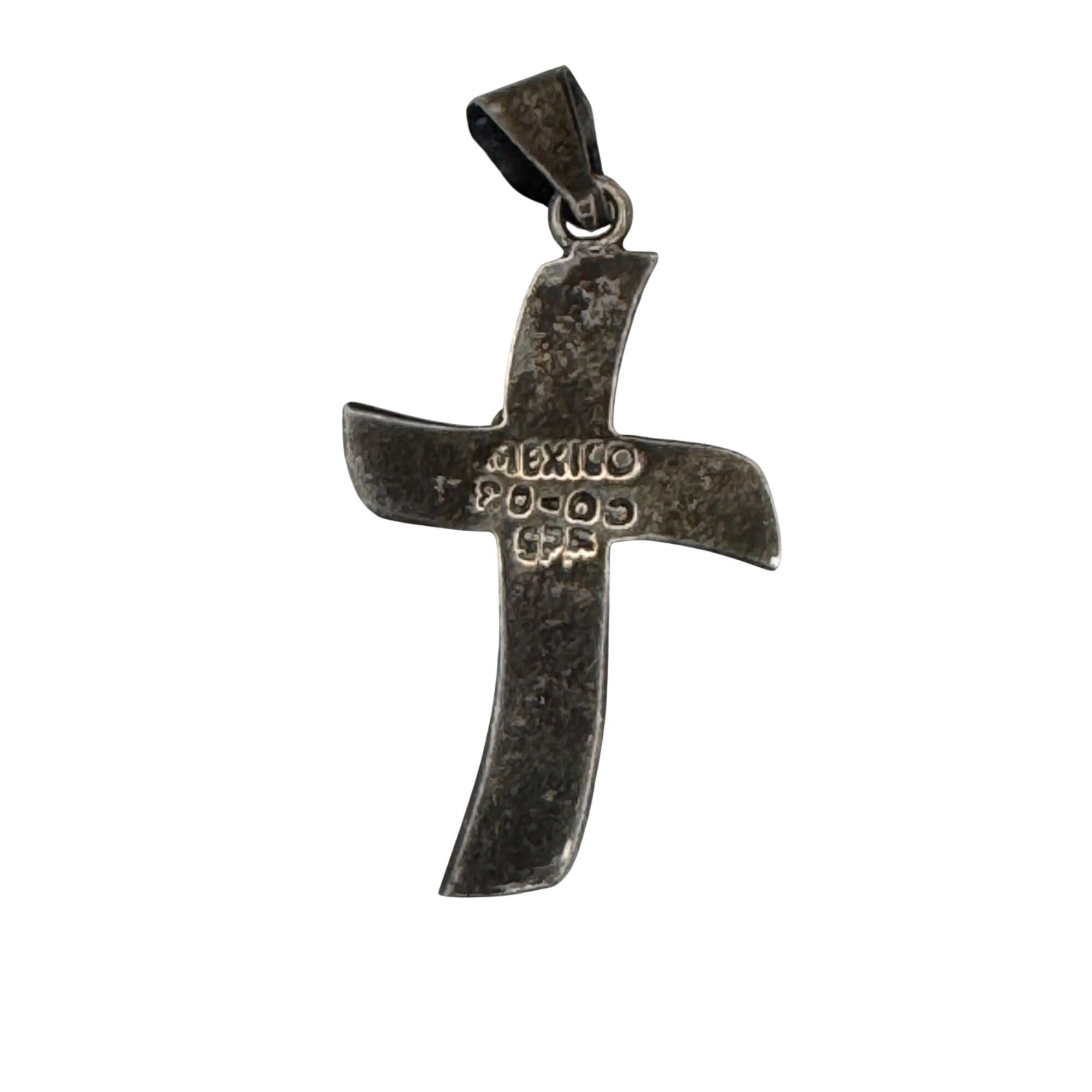 Vintage Mexican Taxco Modernist Sterling Silver 925 Crucifix Cross Pendant Art