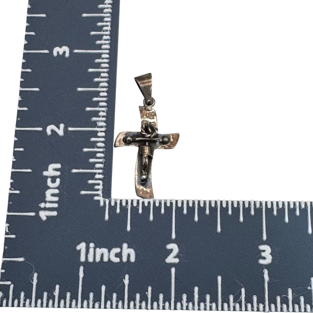Vintage Mexican Taxco Modernist Sterling Silver 925 Crucifix Cross Pendant Art