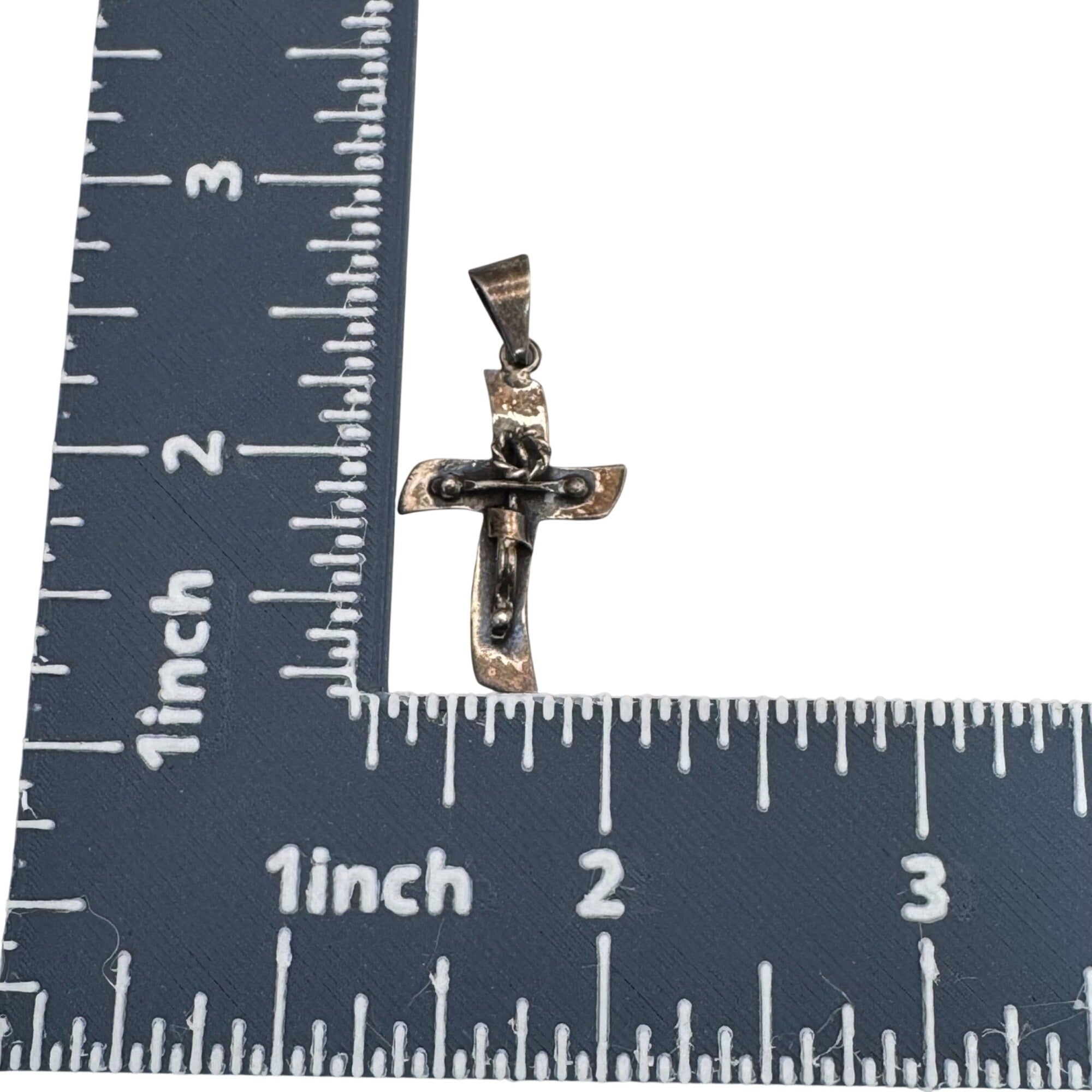 Vintage Mexican Taxco Modernist Sterling Silver 925 Crucifix Cross Pendant Art