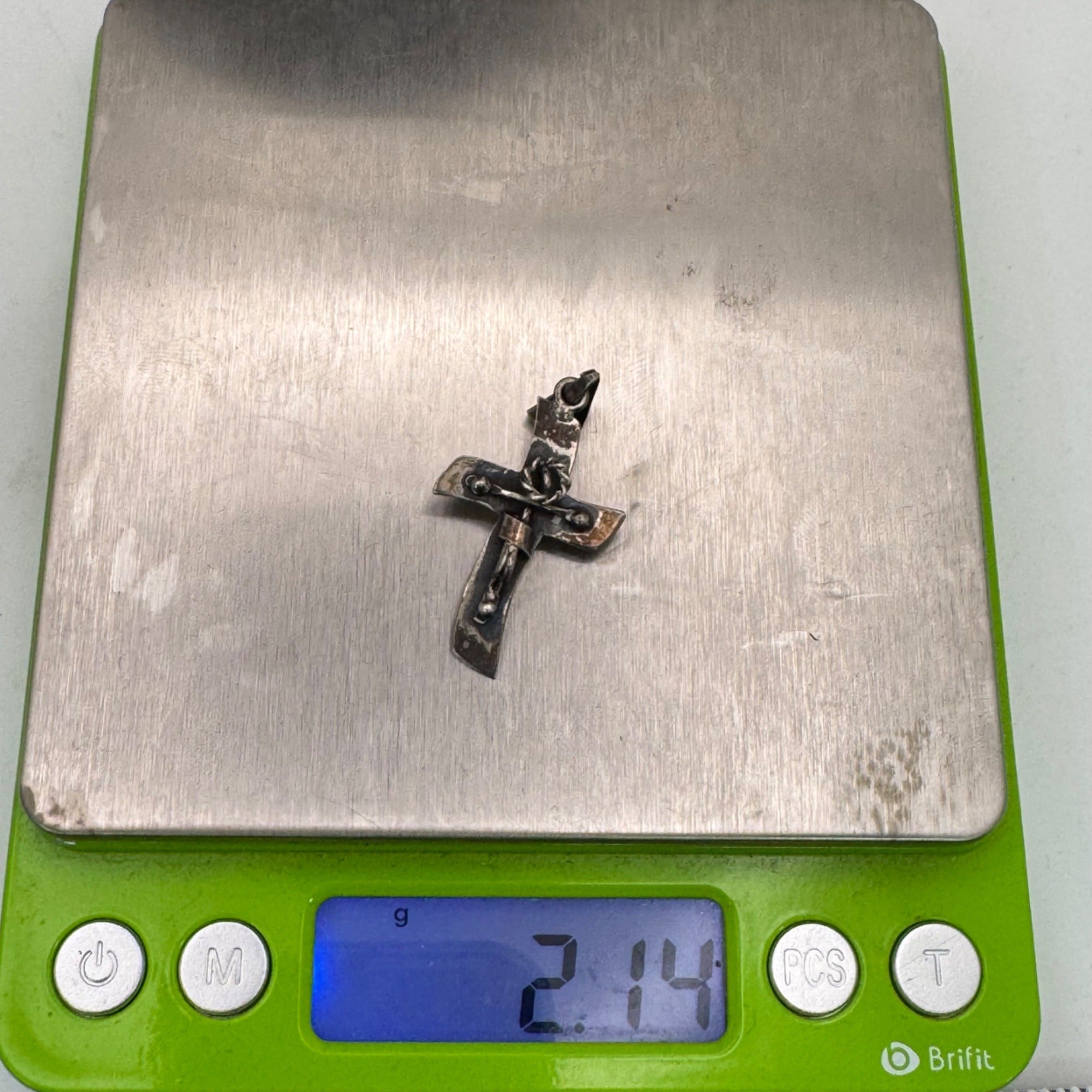 Vintage Mexican Taxco Modernist Sterling Silver 925 Crucifix Cross Pendant Art