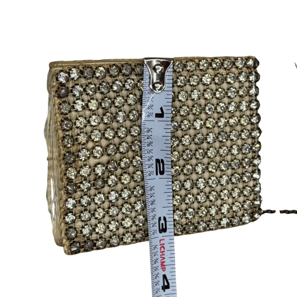 Vintage Rhinestone Mesh Chain Purse Evening Bag Clutch 4"x3" Chain Handle READ