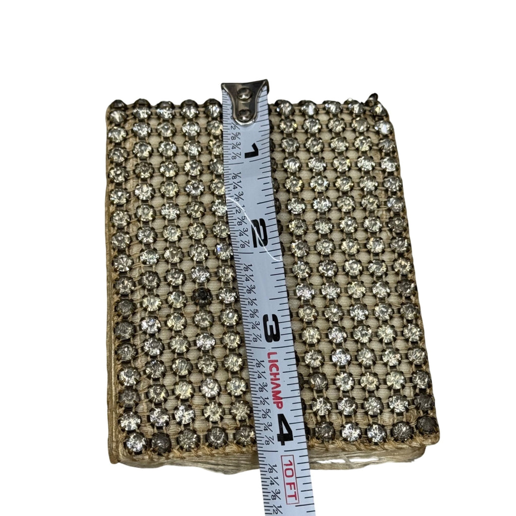 Vintage Rhinestone Mesh Chain Purse Evening Bag Clutch 4"x3" Chain Handle READ