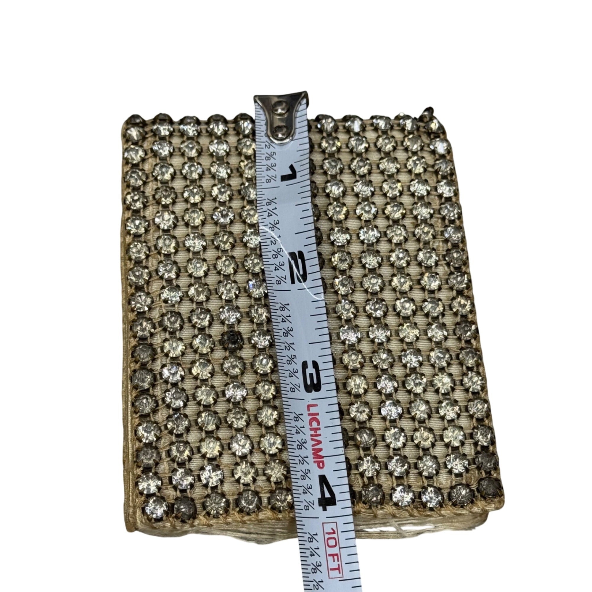 Vintage Rhinestone Mesh Chain Purse Evening Bag Clutch 4"x3" Chain Handle READ