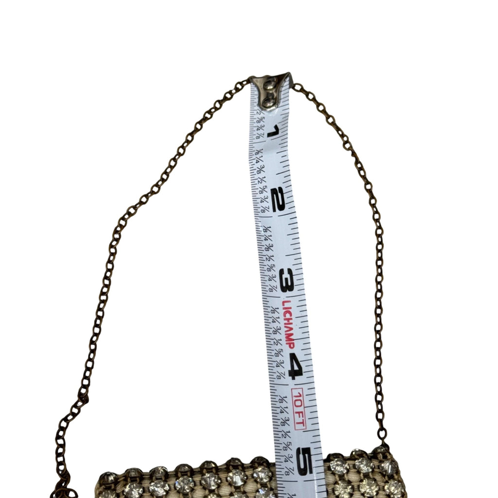 Vintage Rhinestone Mesh Chain Purse Evening Bag Clutch 4"x3" Chain Handle READ