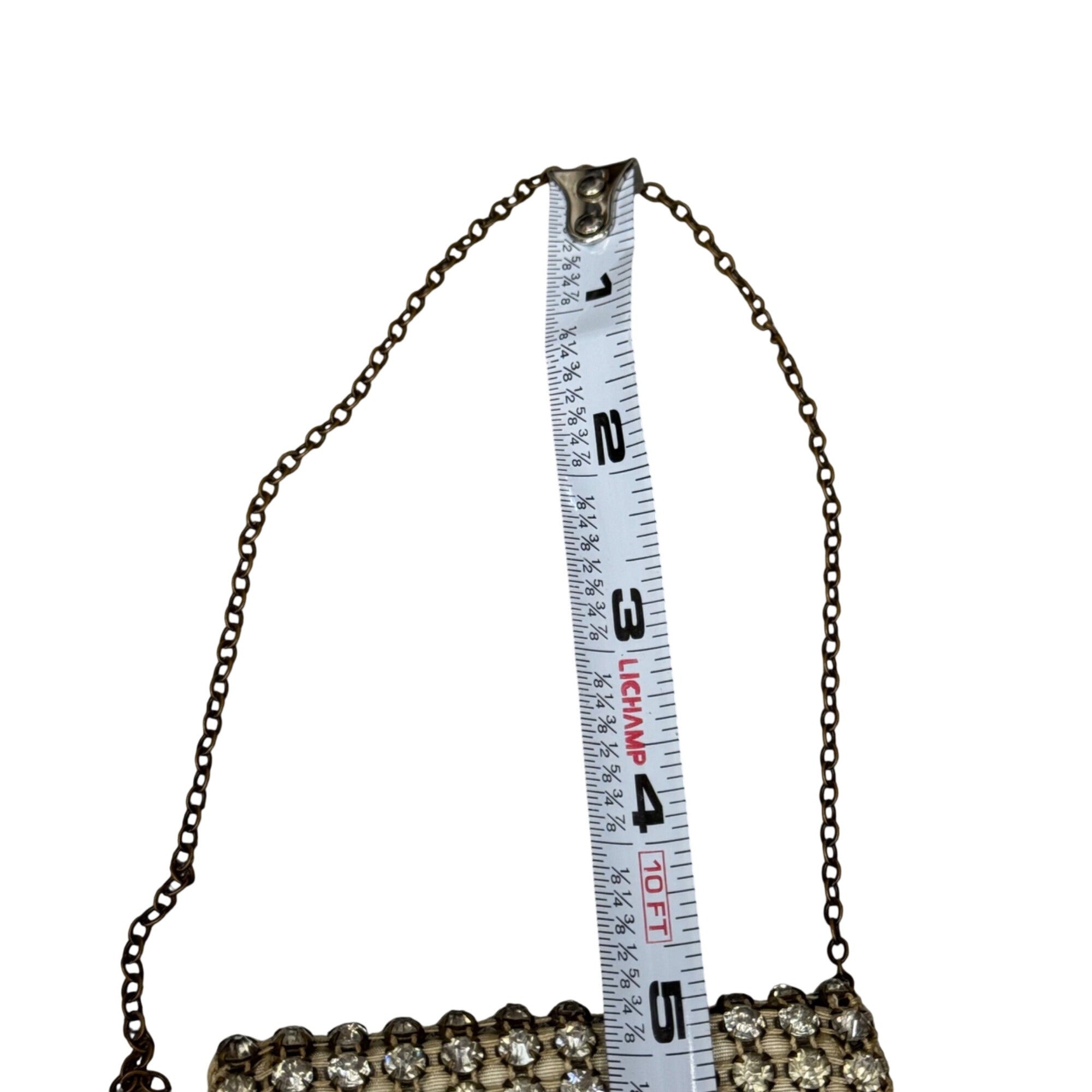Vintage Rhinestone Mesh Chain Purse Evening Bag Clutch 4"x3" Chain Handle READ
