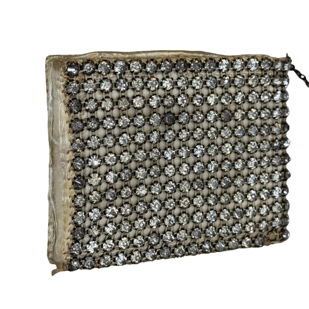 Vintage Rhinestone Mesh Chain Purse Evening Bag Clutch 4"x3" Chain Handle READ