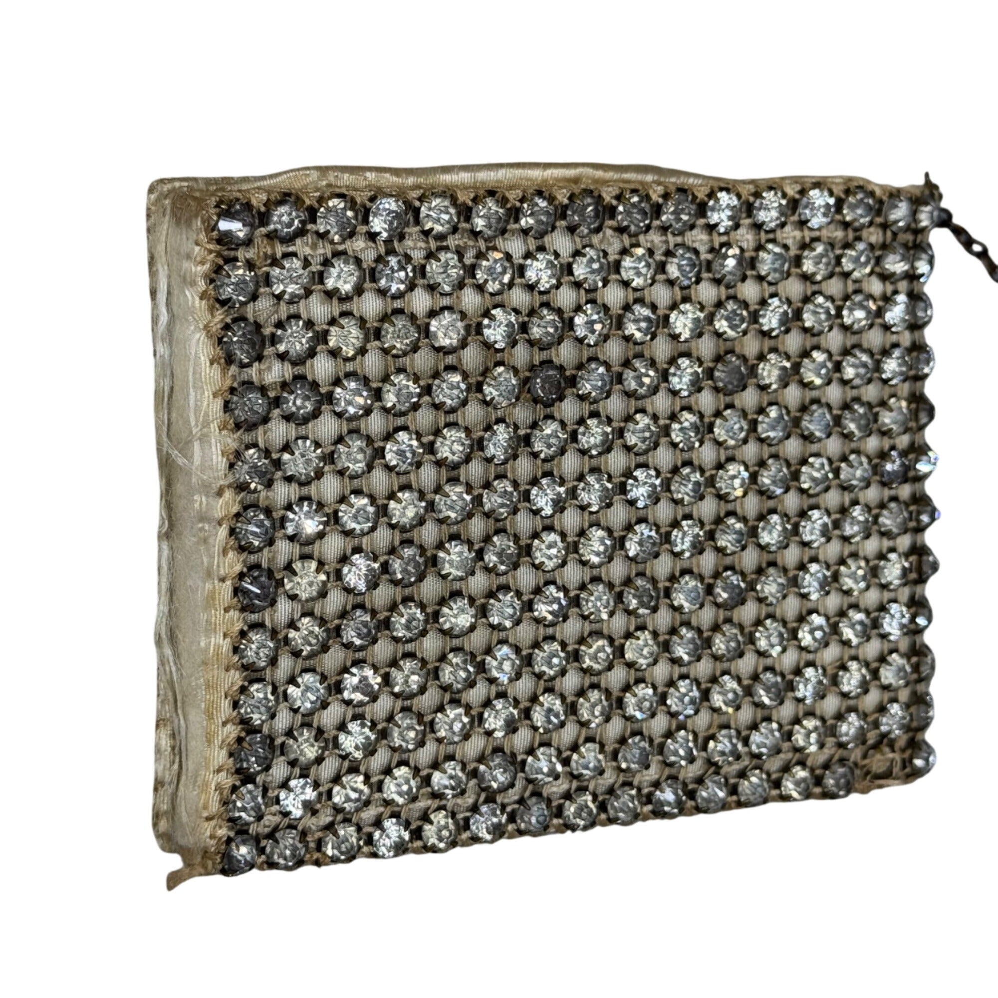 Vintage Rhinestone Mesh Chain Purse Evening Bag Clutch 4"x3" Chain Handle READ