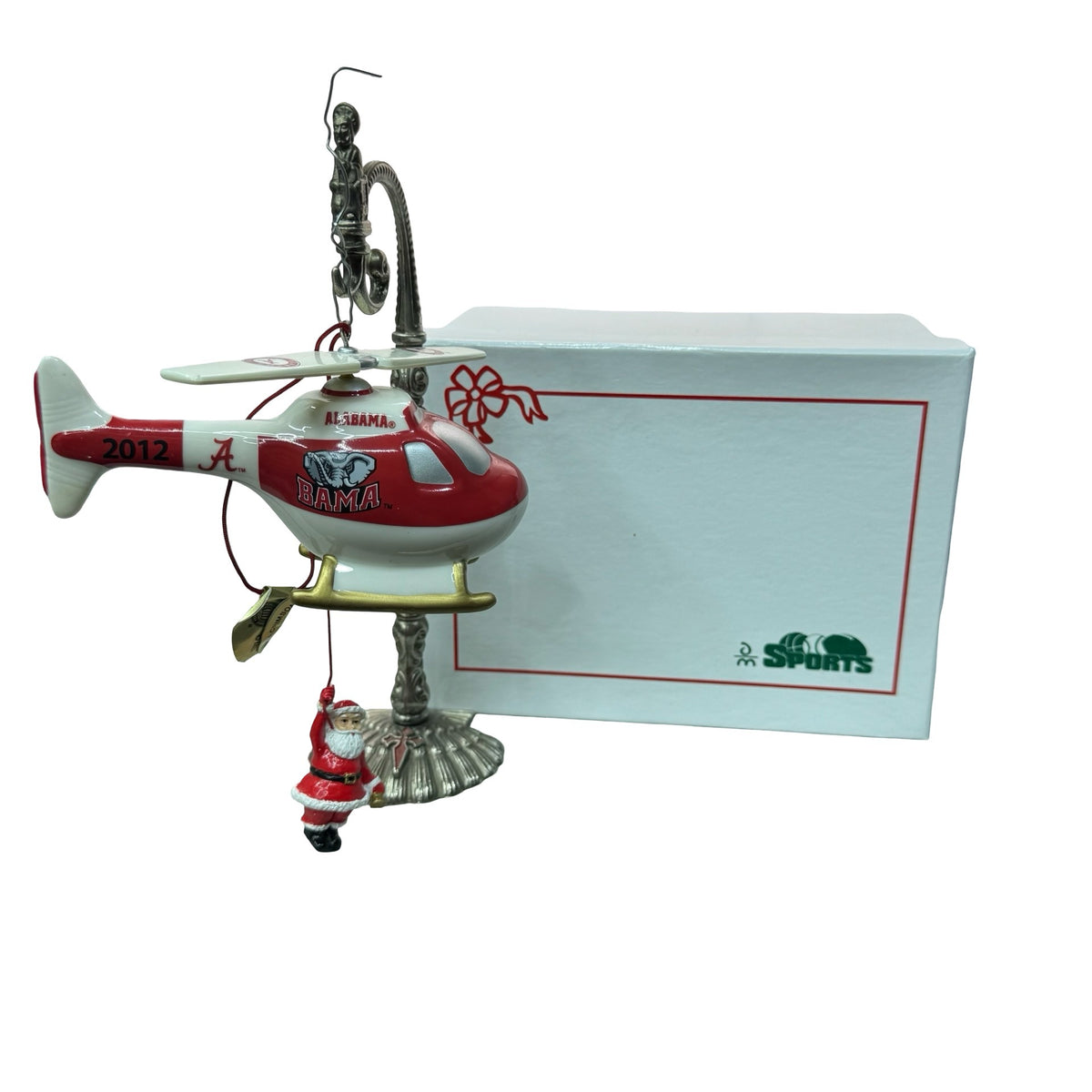 Alabama Crimson Tide 2012 Helicopter Ride Christmas Ornament Danbury Mint Santa