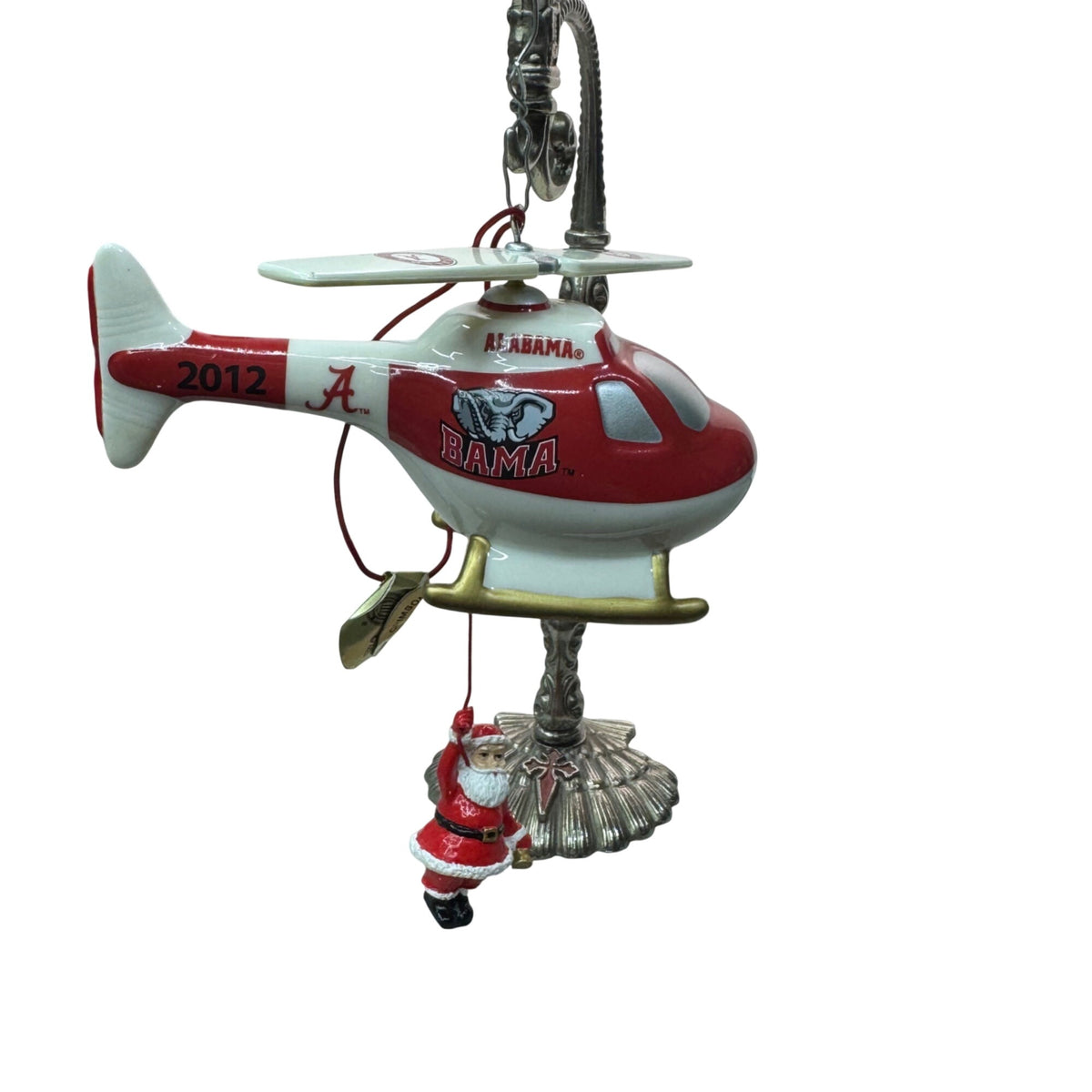 Alabama Crimson Tide 2012 Helicopter Ride Christmas Ornament Danbury Mint Santa