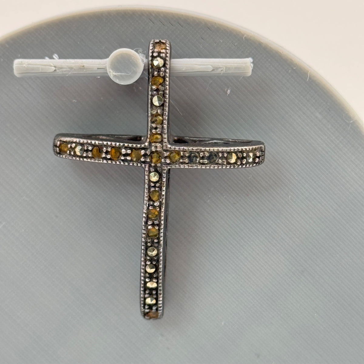 Sterling Silver Marcasite Cross Pendant Charm 5g Vintage Religious Jewelry READ
