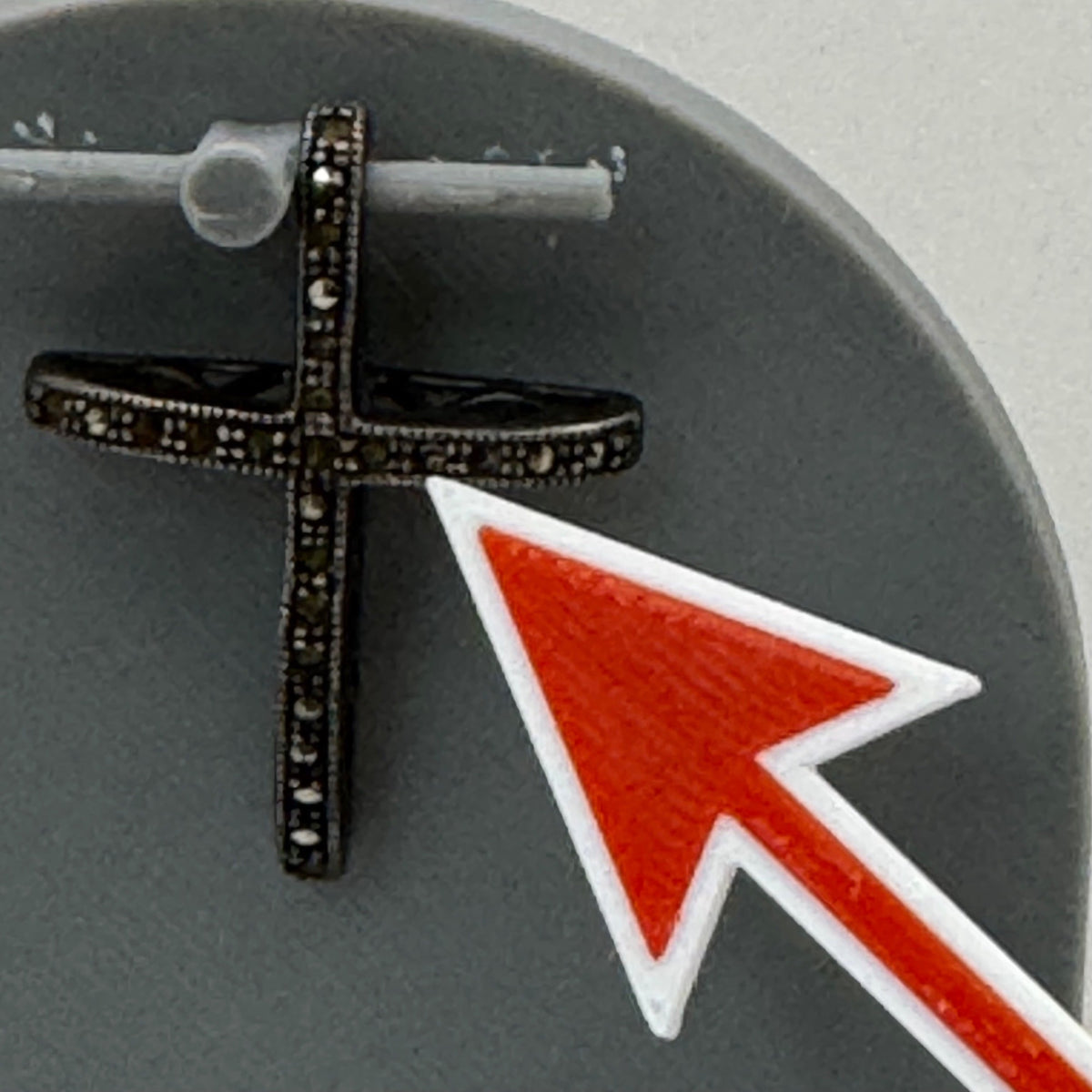 Sterling Silver Marcasite Cross Pendant Charm 5g Vintage Religious Jewelry READ