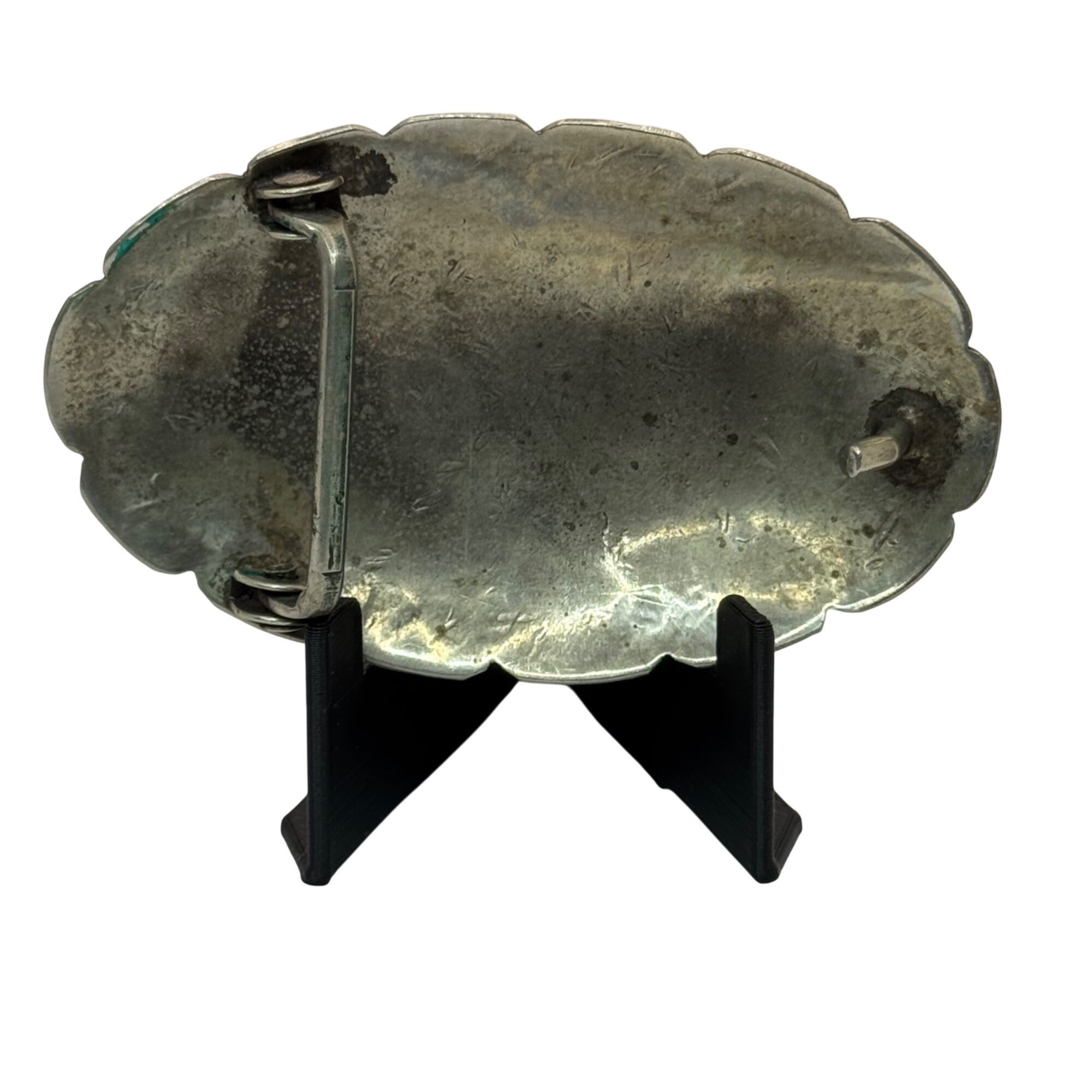 Vintage Navajo Nickel Silver Turquoise Concho Belt Buckle Native Southwest