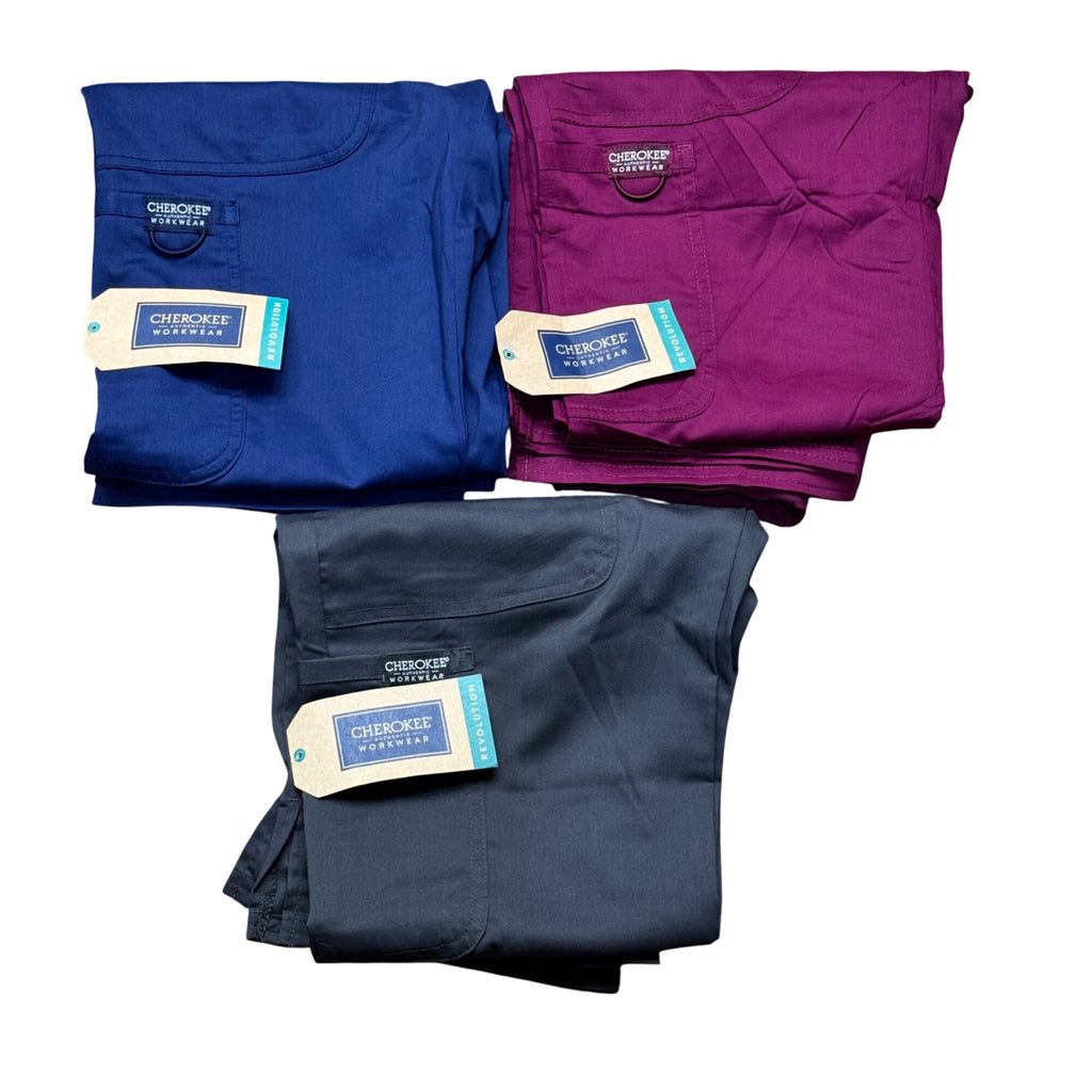 Cherokee Workwear Revolution Scrub Pants XXS  Navy Burgundy Gray NEW Lot of 3