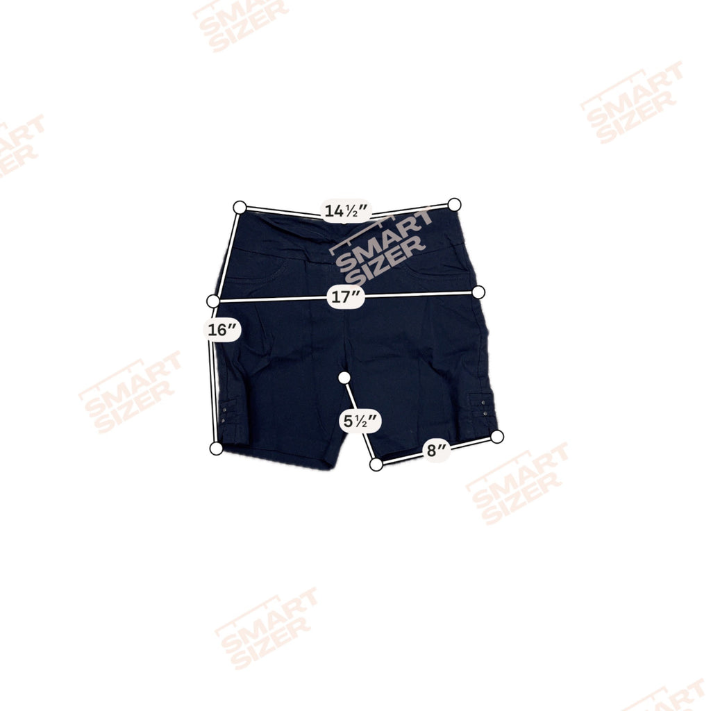 Hearts Of Palm Womens Navy Blue Shorts Size 8 Rayon Blend Slim Fit Side Button