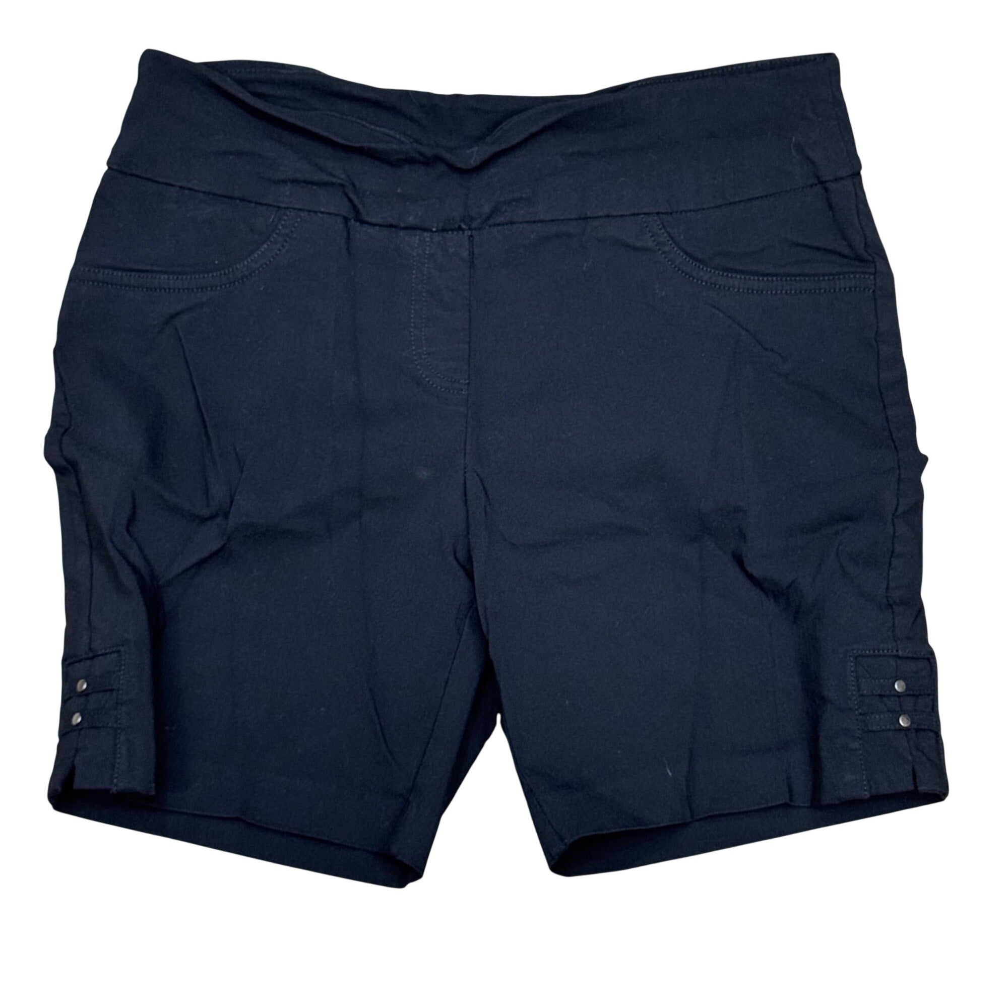 Hearts Of Palm Womens Navy Blue Shorts Size 8 Rayon Blend Slim Fit Side Button