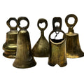 Set Of 5 Vintage Handcrafted Brass Bells Rustic Finish Farmhouse Made In India