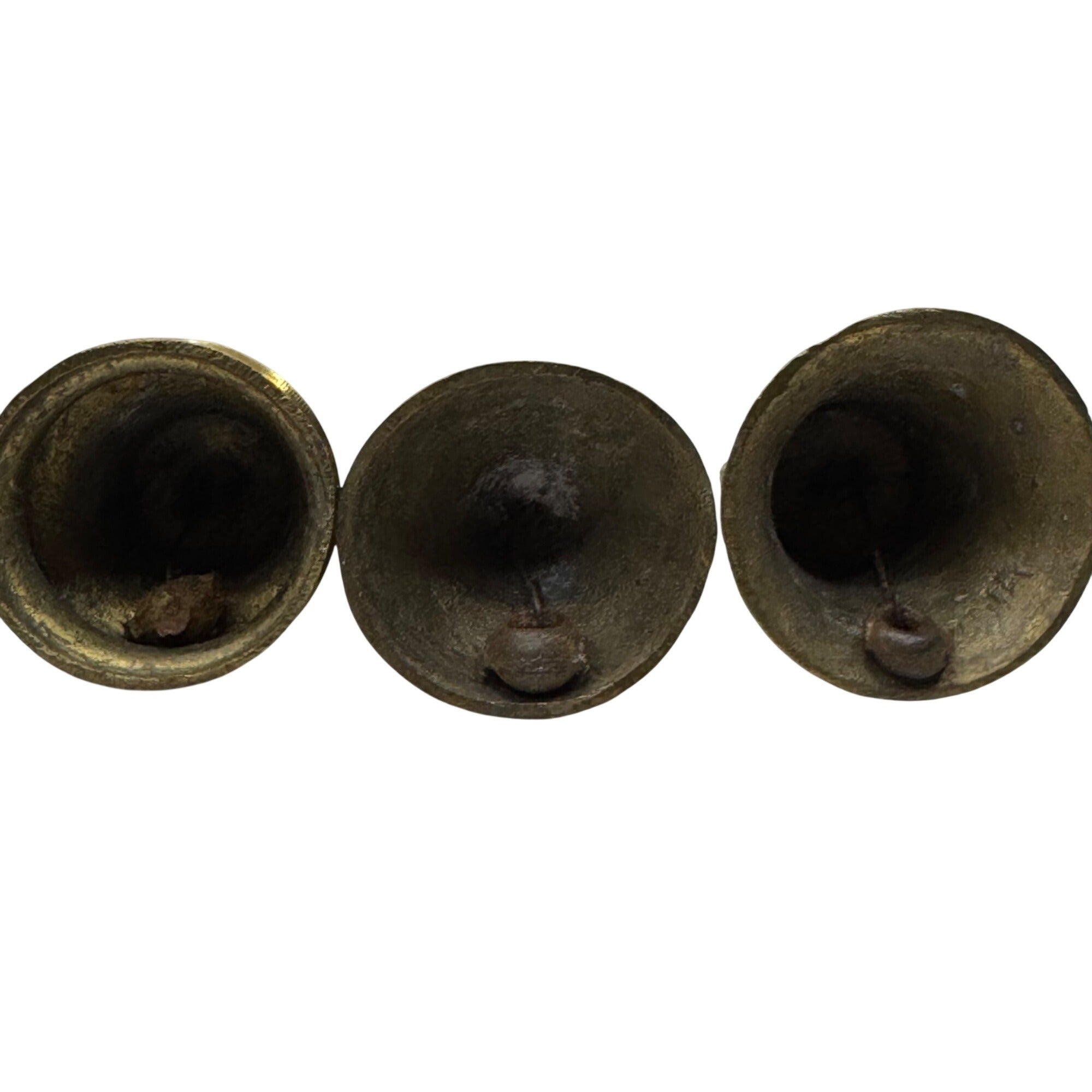 Set Of 5 Vintage Handcrafted Brass Bells Rustic Finish Farmhouse Made In India