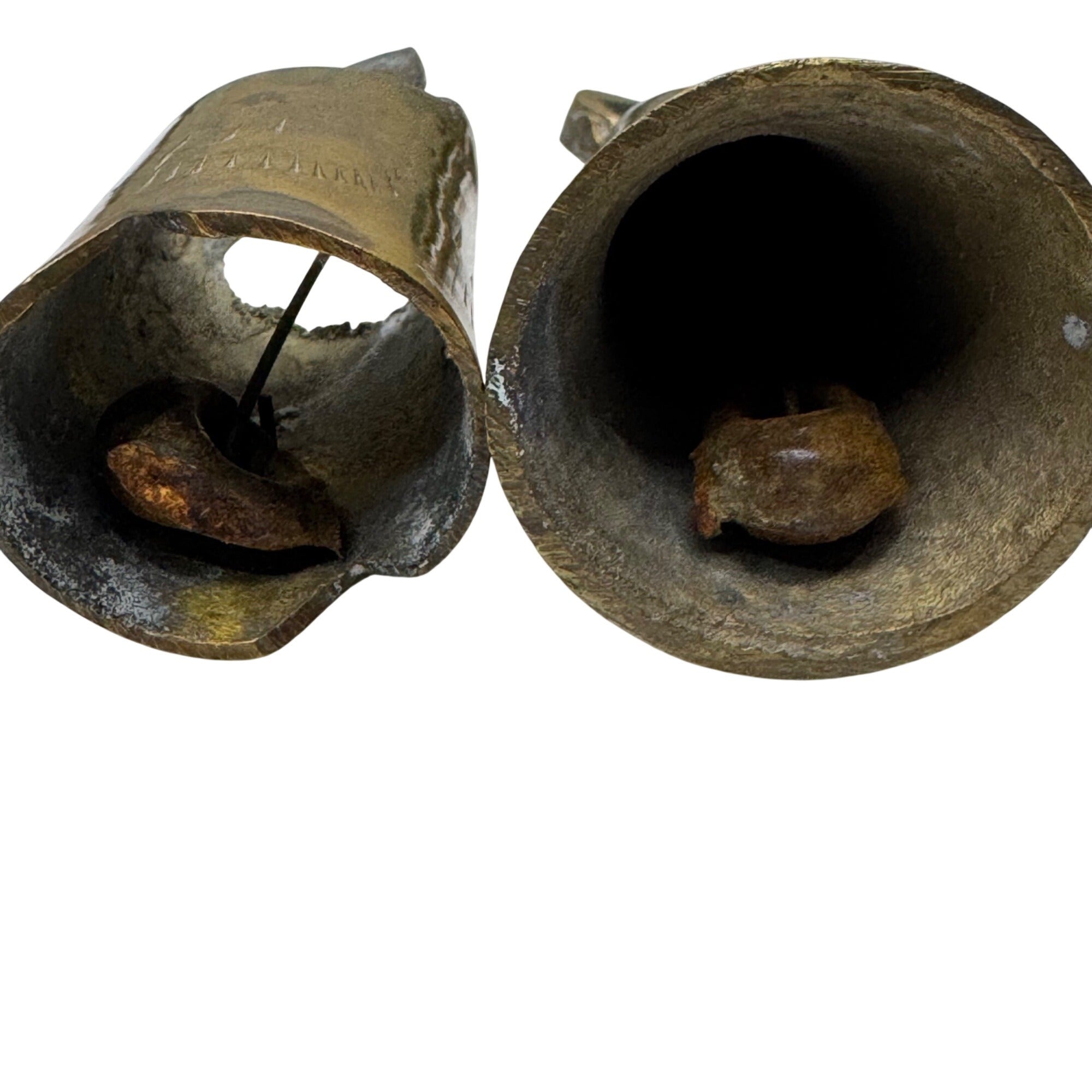 Set Of 5 Vintage Handcrafted Brass Bells Rustic Finish Farmhouse Made In India