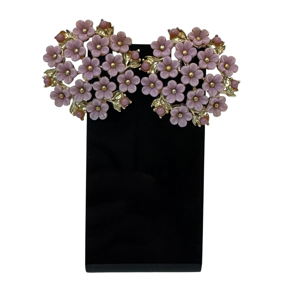 Coro Pink Enamel Flower Clip-On Earrings Gold-Tone Retro Floral Florette Vintage