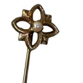 Vintage 18K Gold Stick Pin Art Nouveau Victorian Flower Design Faux Pearl Accent