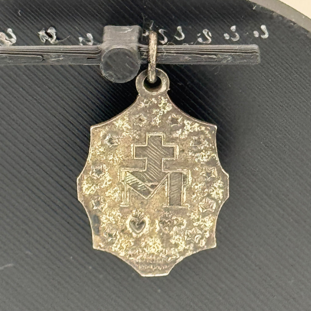 MCM Sterling Silver Miraculous Medal Of Our Lady Grace Pendant Charm 1" 925 Vtg