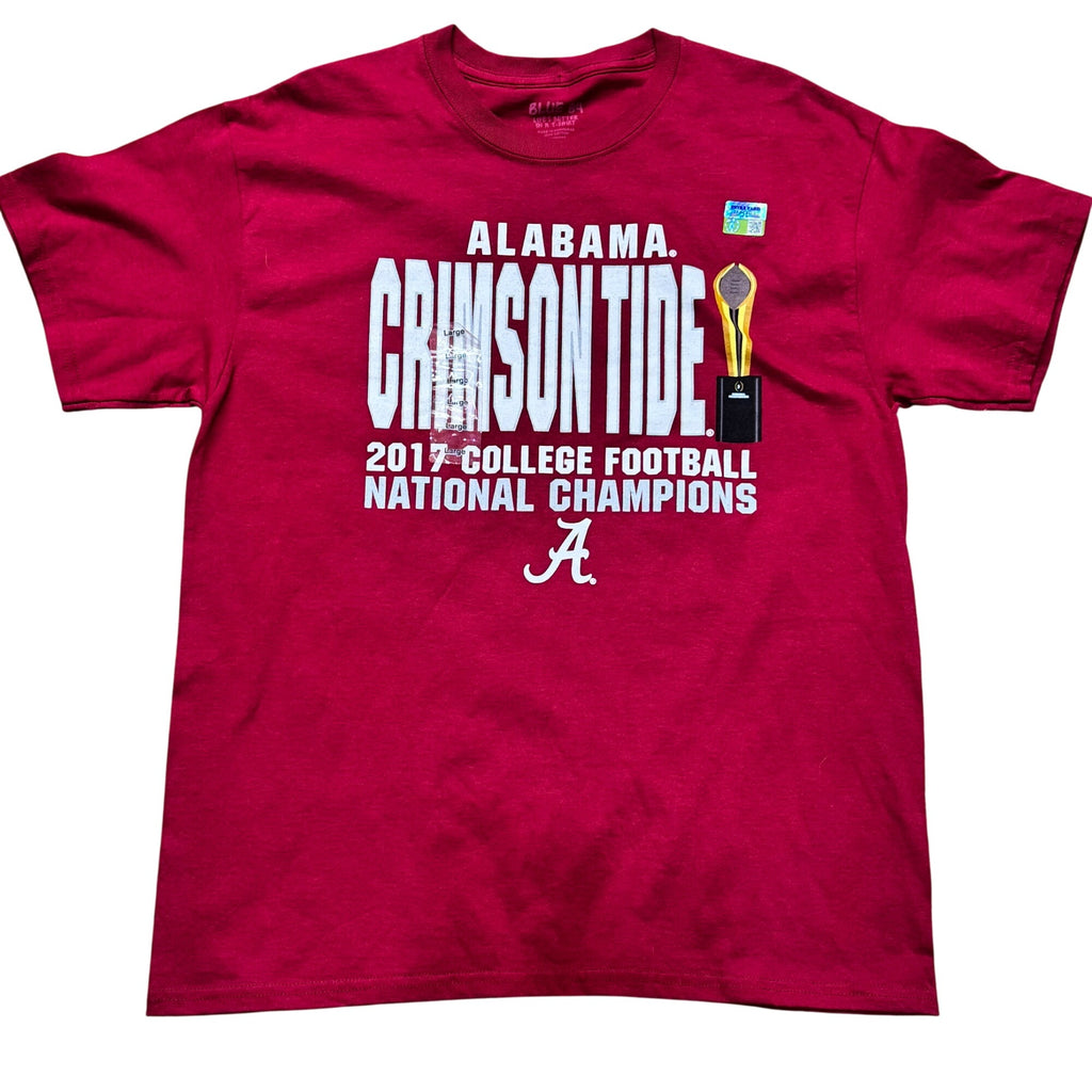 Alabama Crimson Tide 2017 National Champions Red T-Shirt L Blue 84 100% Cotton