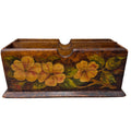 Vintage Flemish Art Co. Wooden Letter Holder Pyrography Handpainted Floral 9x5