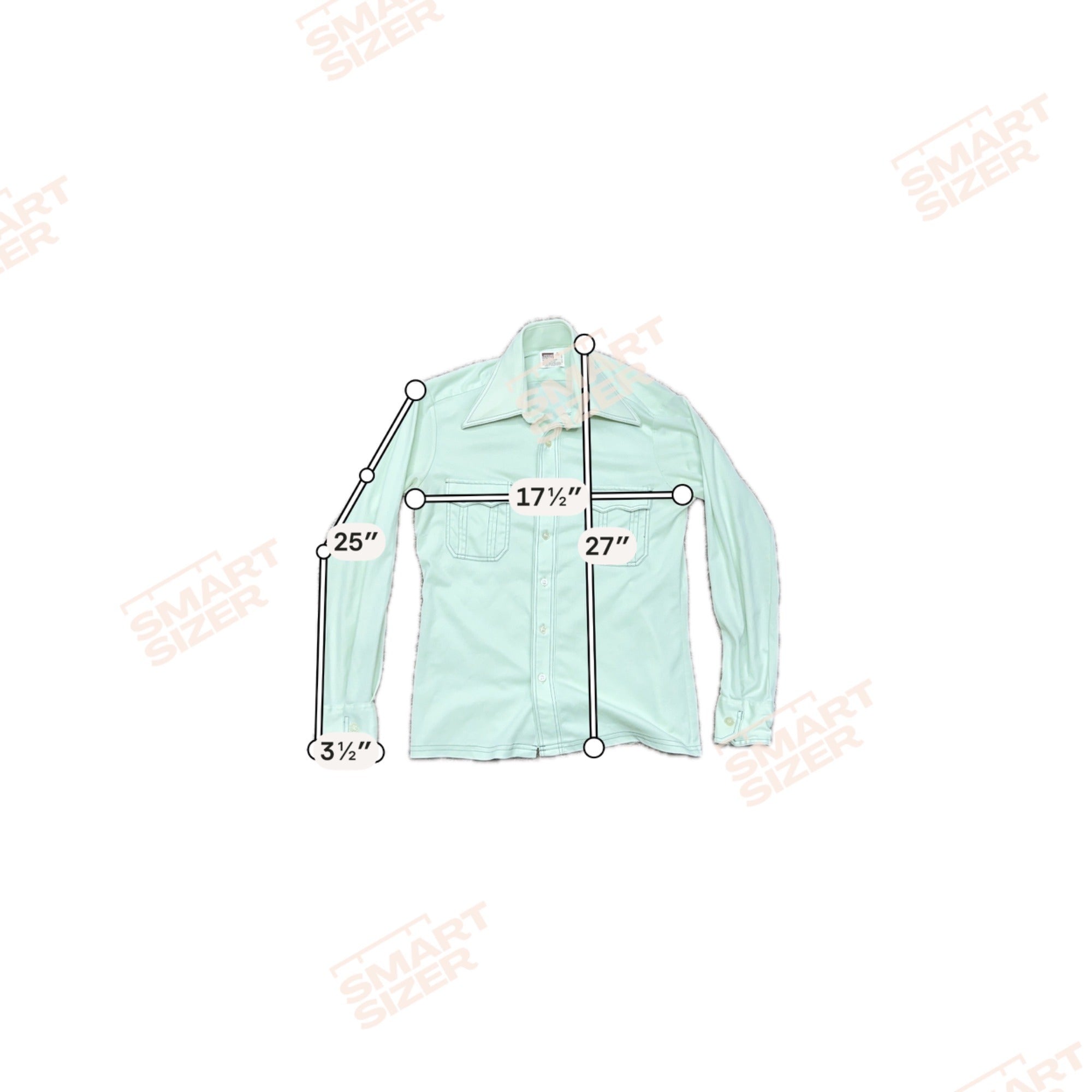 Vintage Montgomery Ward Mens Mint Green Long Sleeve Western Shirt 1970s Size M