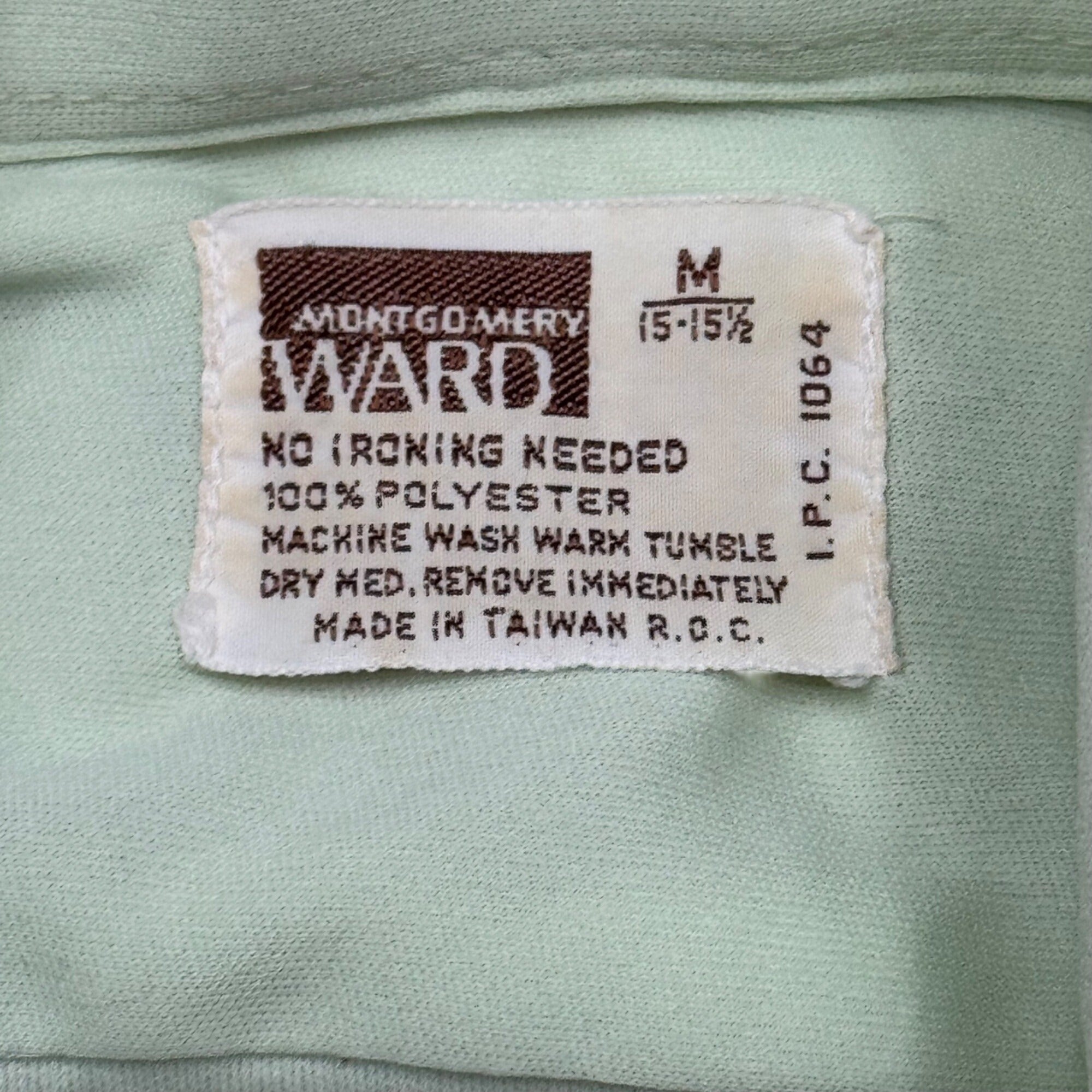 Vintage Montgomery Ward Mens Mint Green Long Sleeve Western Shirt 1970s Size M