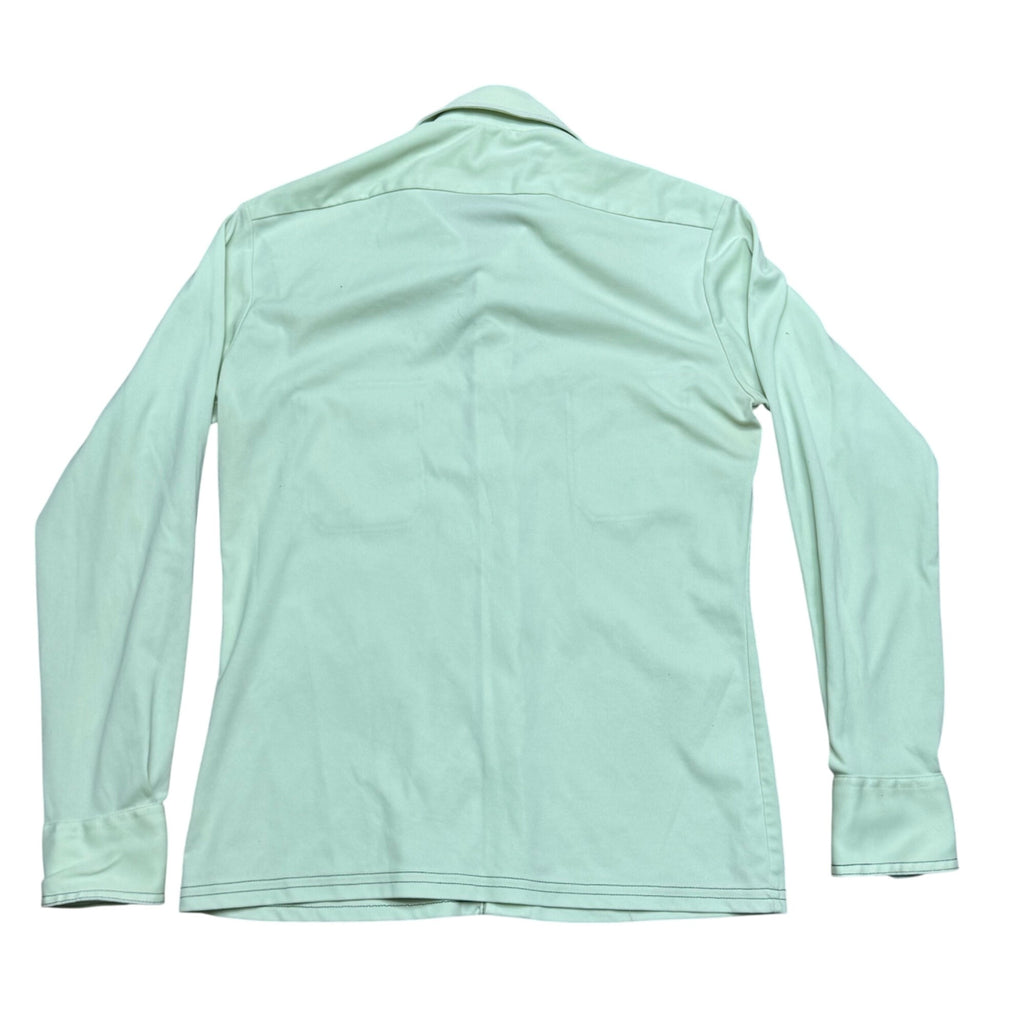 Vintage Montgomery Ward Mens Mint Green Long Sleeve Western Shirt 1970s Size M