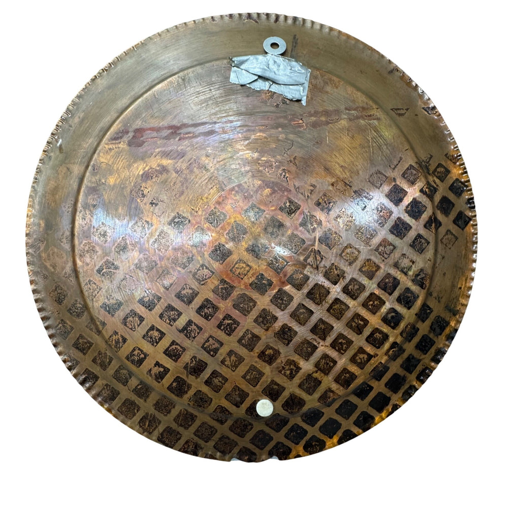 Middle Eastern Decorative Wall Plate Hand Hammered Painted Warriors Horses 11”