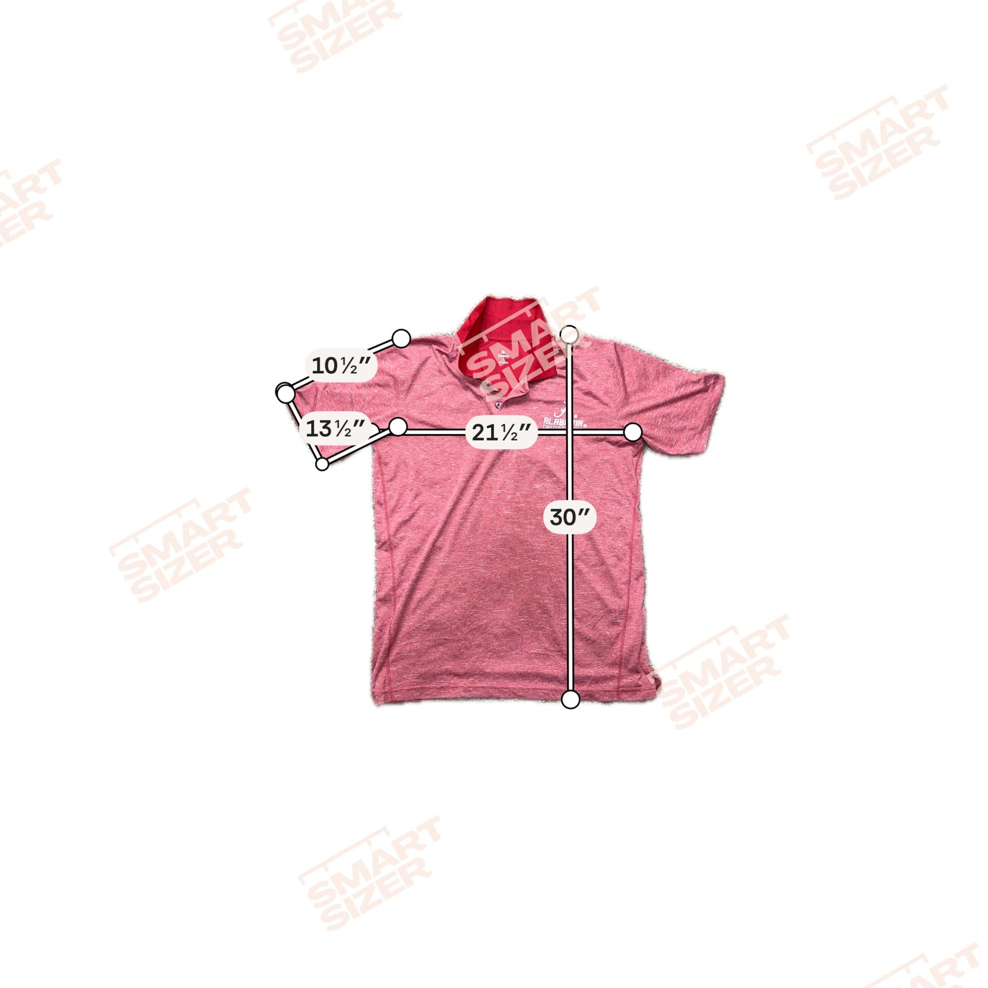 University Of Alabama Crimson Tide Polo Shirt Light Dark Red Heathered Size L