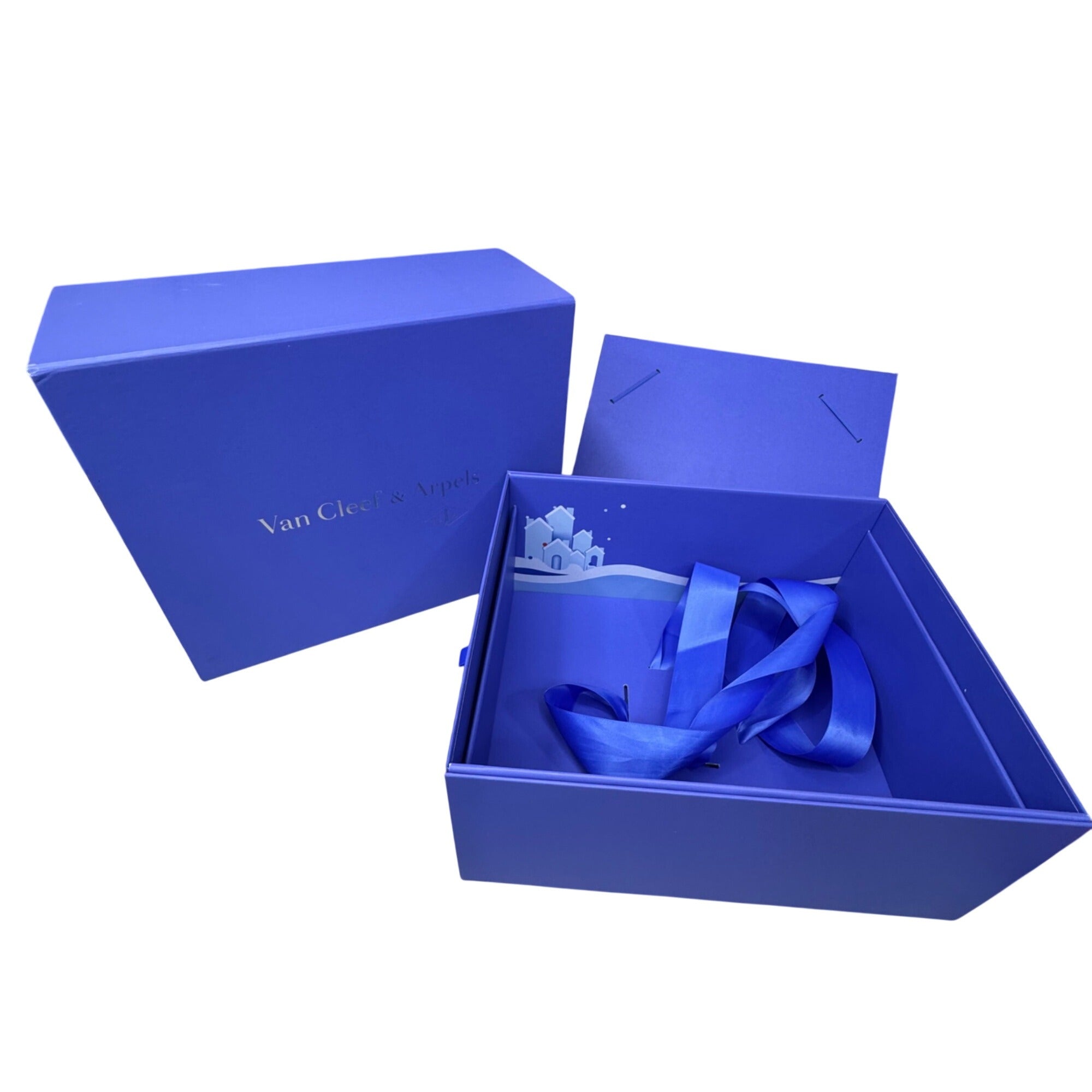 Van Cleef & Arpels Blue Presentation Gift Storage Box 12x7x5.5 Empty Authentic