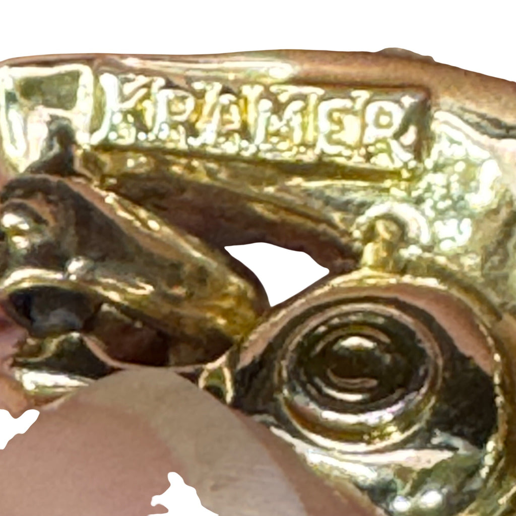 Kramer Ruby Red Rhinestone Bracelet Clip-On Earrings Set Vintage Gold-Tone