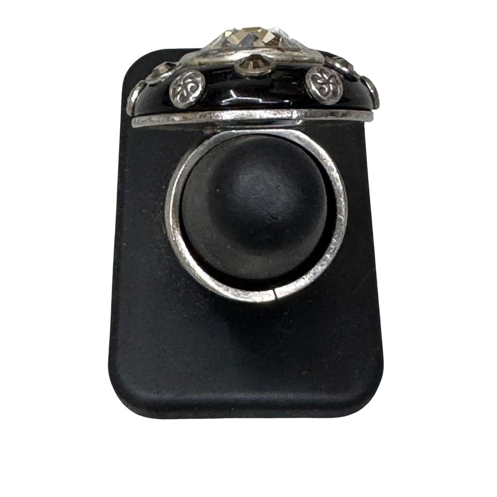 Brighton Cocco's Spell Swarovski Crystal Vintage Statement Ring Black Enamel S 7
