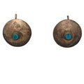 Vintage Navajo Sterling Silver Screw Back Earrings Turquoise Accents Etched