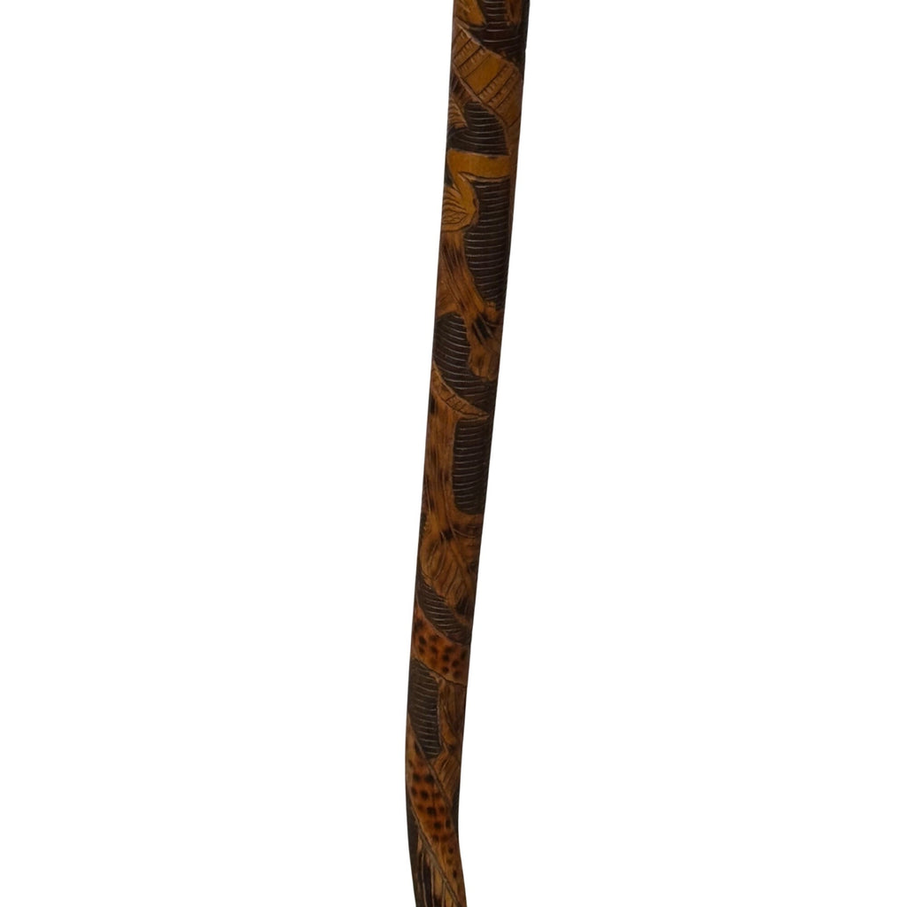 Vintage Mexican Aztec Tijuana Carved Wood Walking Stick Cane Old Folk Art 35.5"